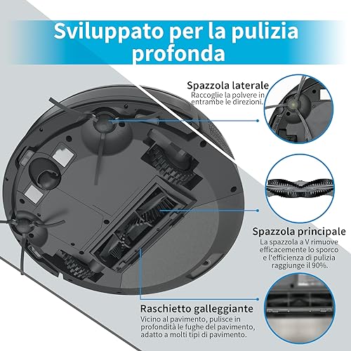 AIRROBO Robot Aspirapolvere, Potente Silenzioso Aspirapolvere Robot, WiFi/APP/Telecomando, Design Sottile, Ideale per Peli di Animali, Moquette e Pavimento Duro, P20 : Casa e cucina