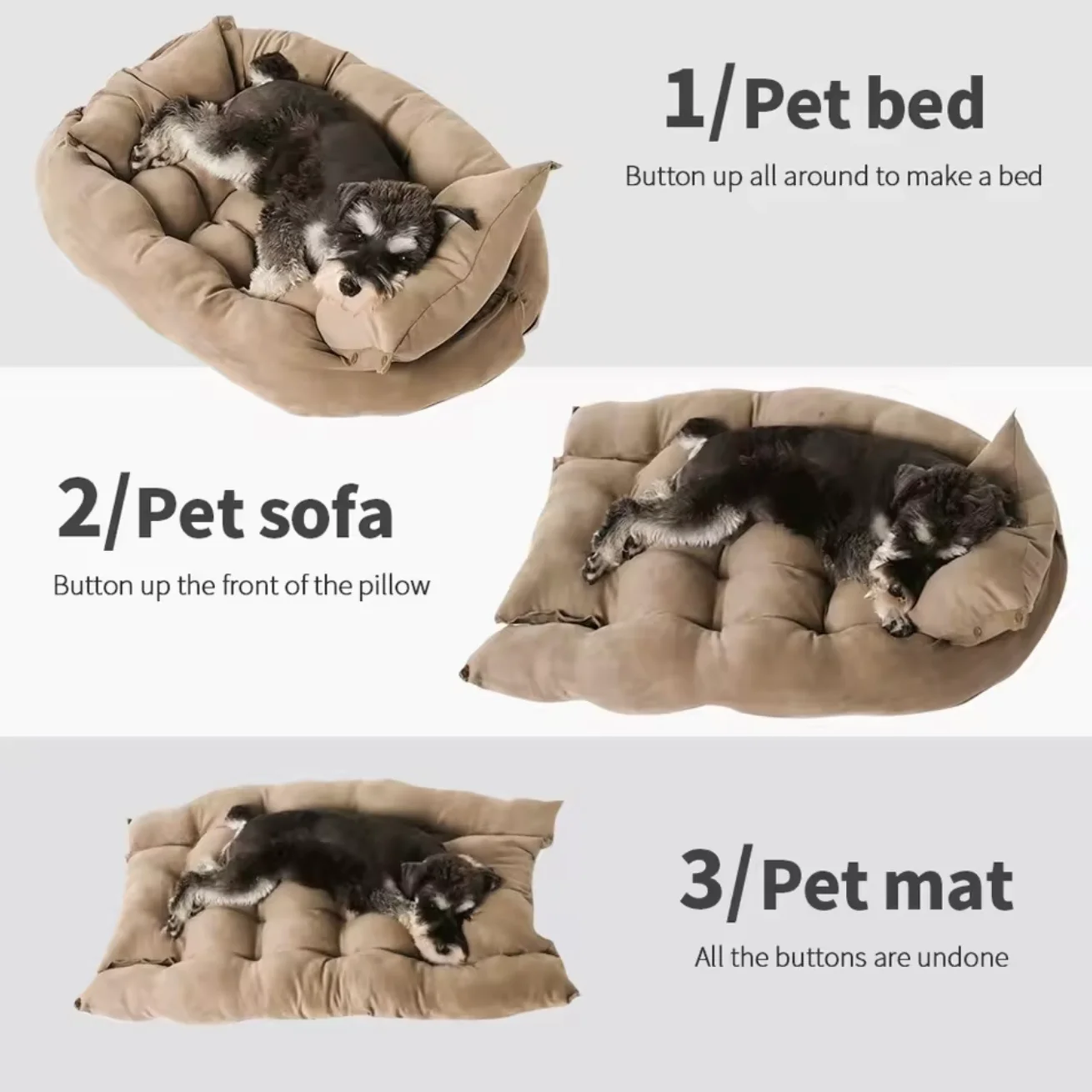 Luxury Pet Bed | 3-in-1 Convertible Dog & Cat Bed with Soft Cotton Feel | Cozy Retreat for Ultimate Comfort