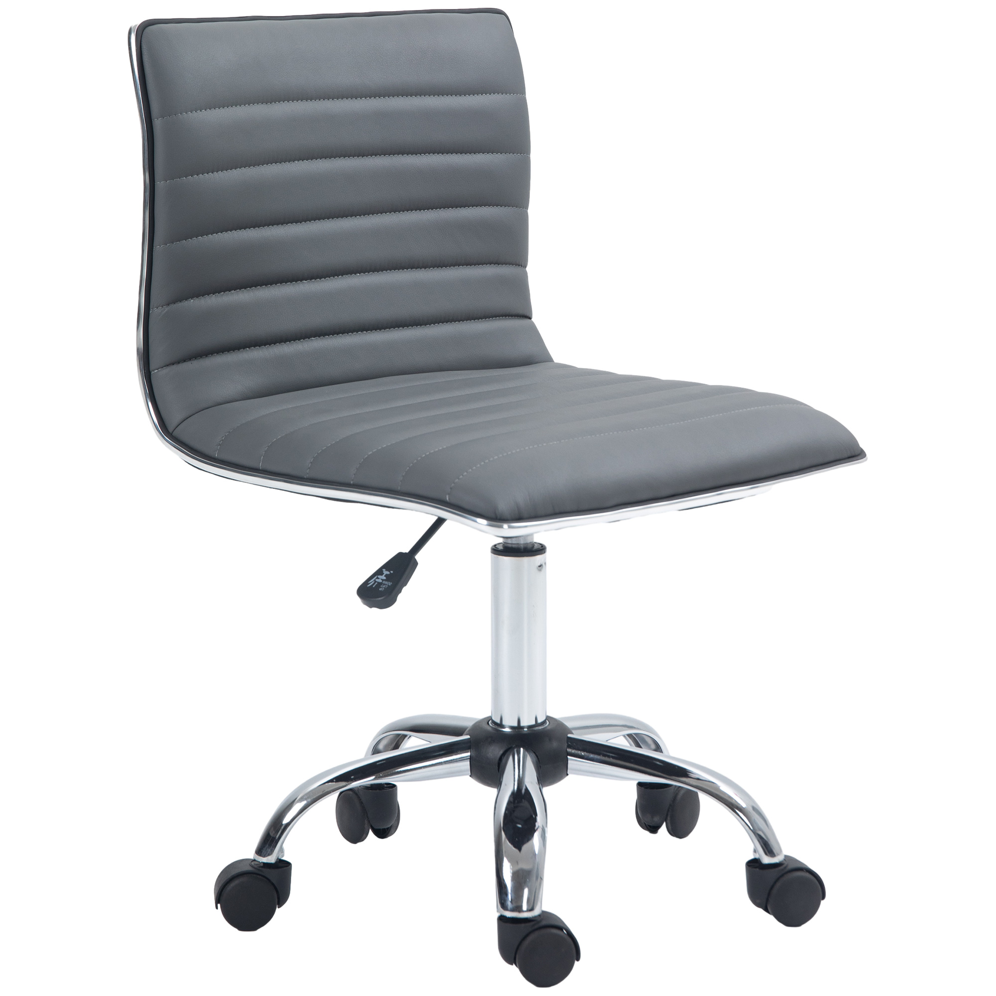 HOMCOM Drehstuhl, höhenverstellbar 43-55 cm, bis 120 kg, Lederoptik, Dunkelgrau