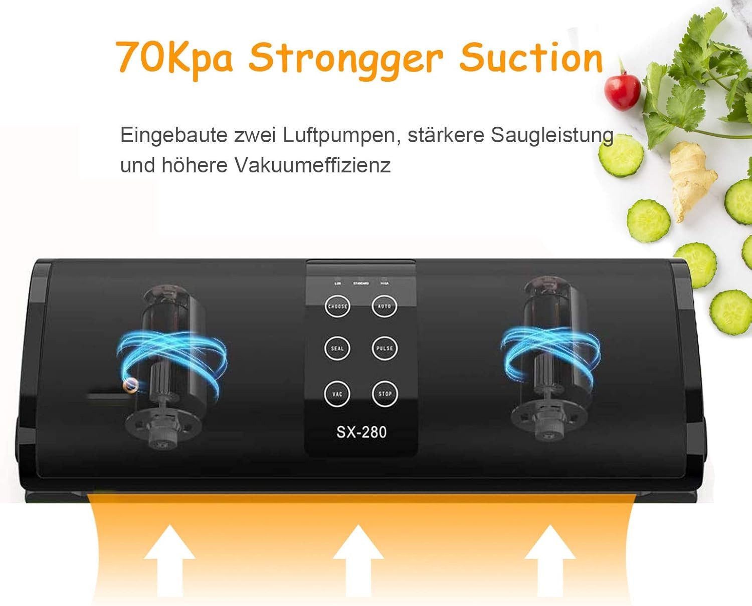Vakuumierer Automatischer Vakuumierer für Lebensmittel, Doppelpumpen-Vakuum, 120W