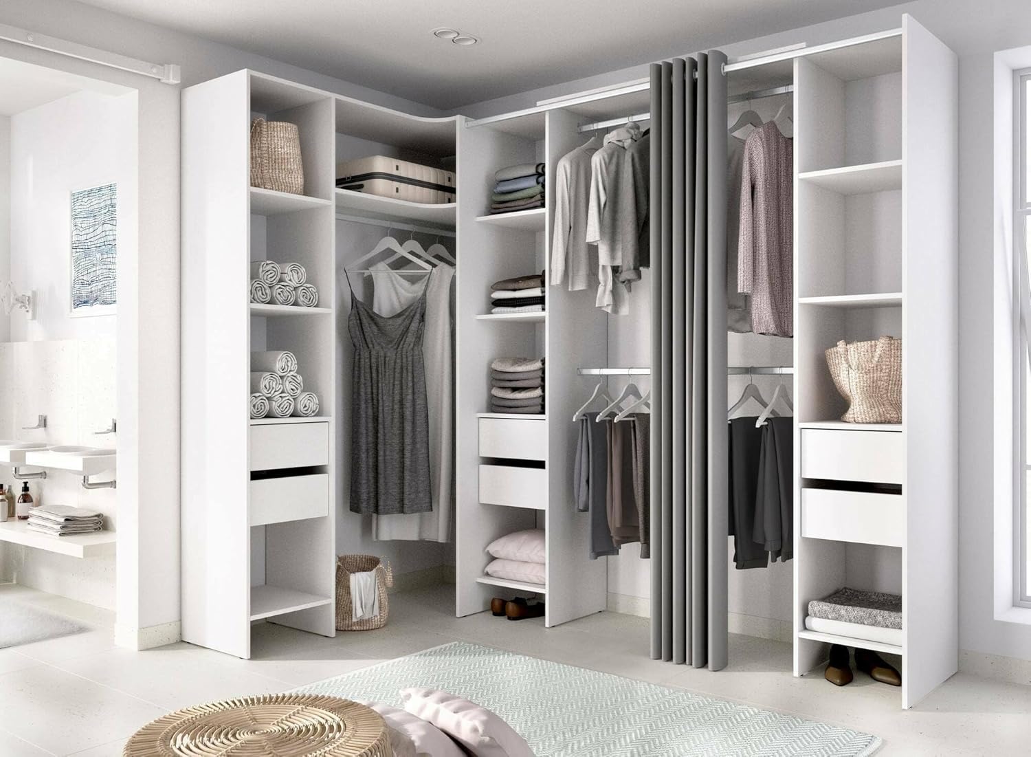 Dmora - Biaena Large Wardrobe, Bedroom Furniture, Walk-in Closet, Clothes Wardrobe, 234 x 141 H 205 cm, White