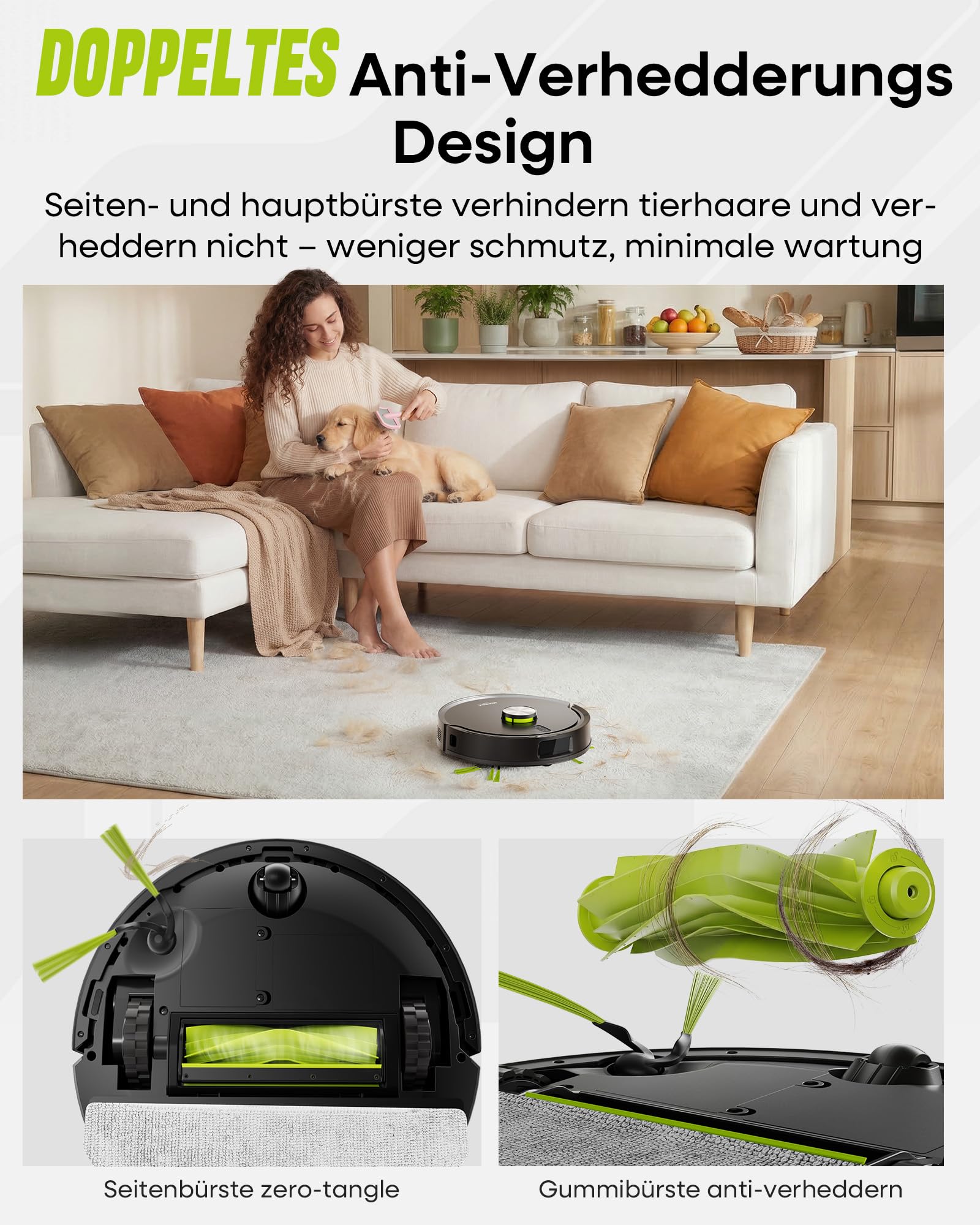 Saugroboter mit Wischfunktion MR7 Pro, 10000PA Saugleistung und 4L Absaugstation, 360° LiDAR Navigation