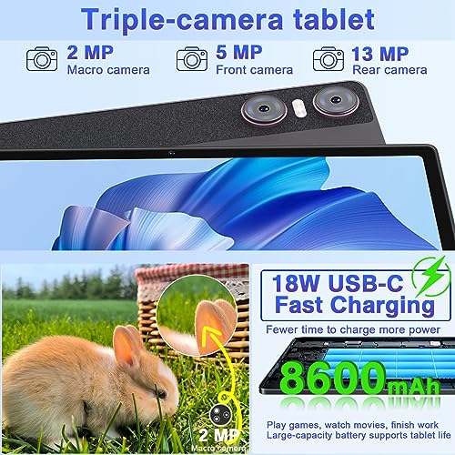 YESTEL Tablet 11 Pollici Android 13 con 16 GB RAM  256 GB ROM (TF 1TB), GPS, 2000 x 1200 IPS, 8600 mAh   Ricarica Rapida USB C da 18 W, 4 Altoparlantis, 5MP 13MP 2MP, 5G Wi Fi, Octa Core, Caffè : Informatica