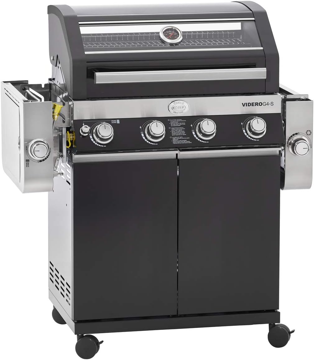 RÖSLE Elektrogrill BBQ-Portable Videro E2-P, tragbarer Tischgrill mit 2 Brennern, Warmhalterost und Deckel mit Glaseinsatz, pulverbeschichteter Stahl, schwarz/silbern