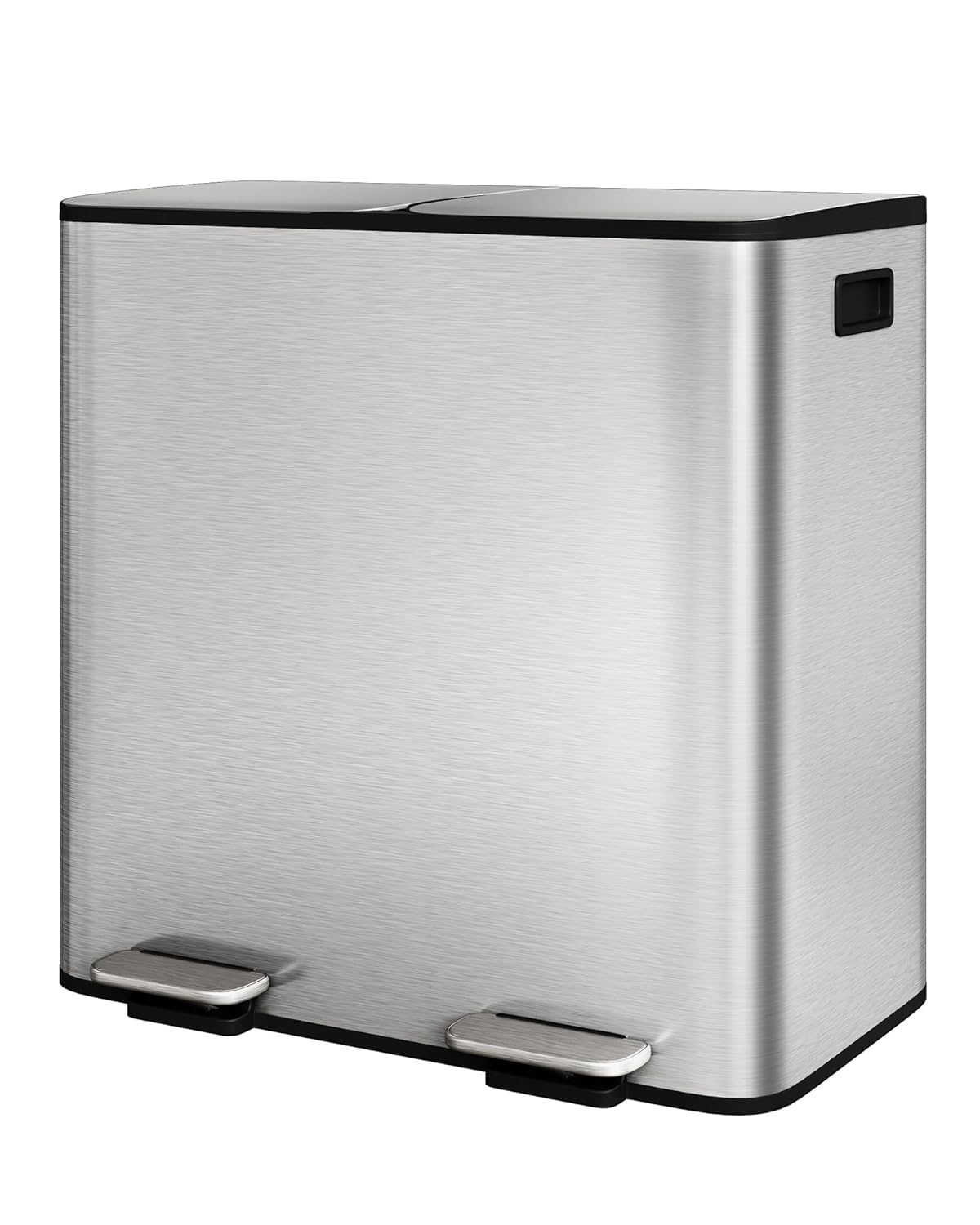 Garvee Trash Can, 2 x 10.6 gal (2 x 40 L) Garbage Can for Kitchen Dual Compartment Recycling Kitchen Step Trash Bin, Stainless Steel Trash and Recycle Bin Combo with Soft-Close Lid,Silver