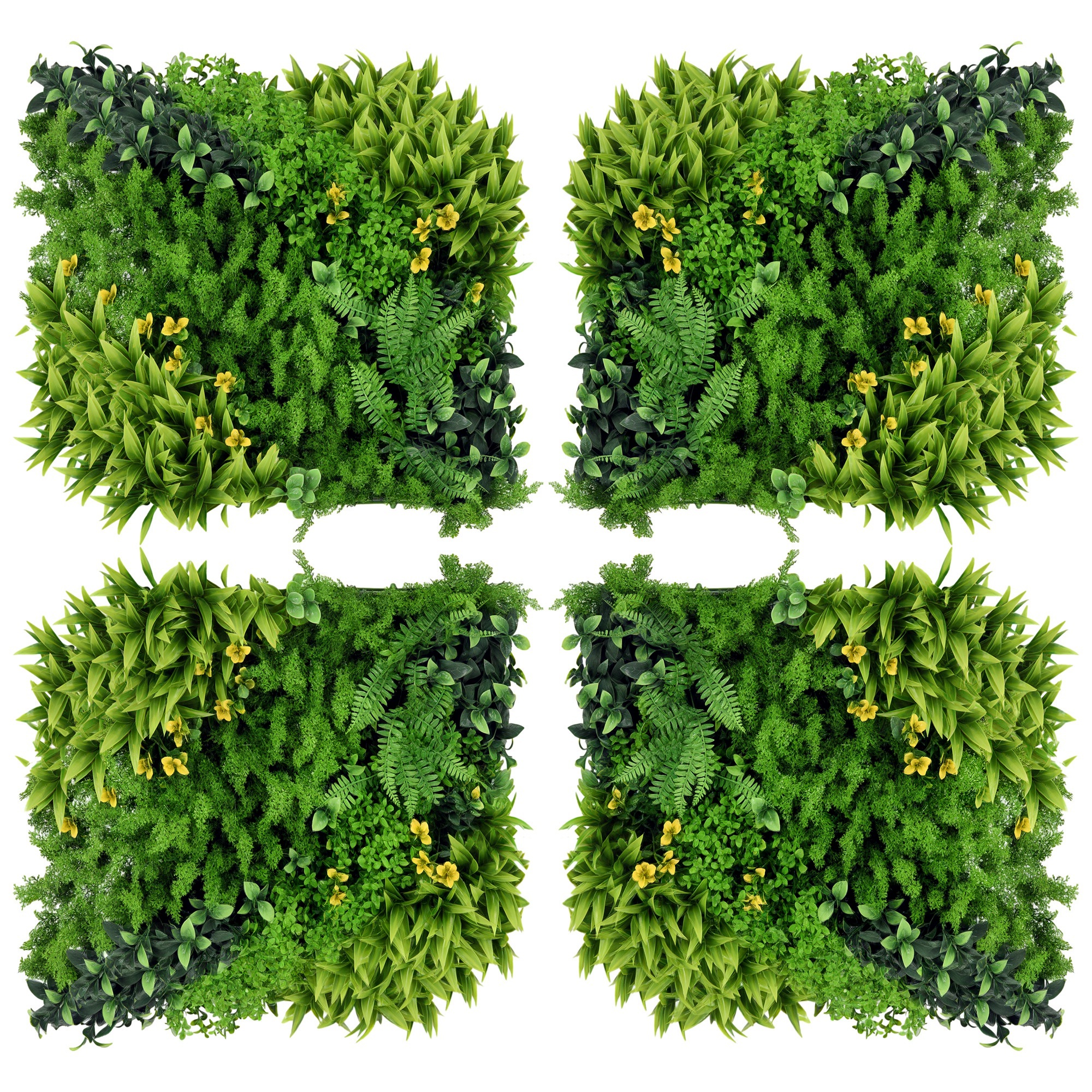 Outsunny 12 Stück künstliches Pflanzenwand Hecke 50x50 cm UV-Schutz Sichtschutz Mehrblättriges Design Heckenpflanze für Garten Outdoor Dekor