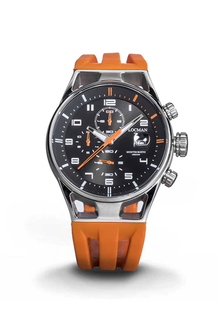 Locman Montecristo Chrono 41mm nero silicone arancio 0542A01S-00BKORSO