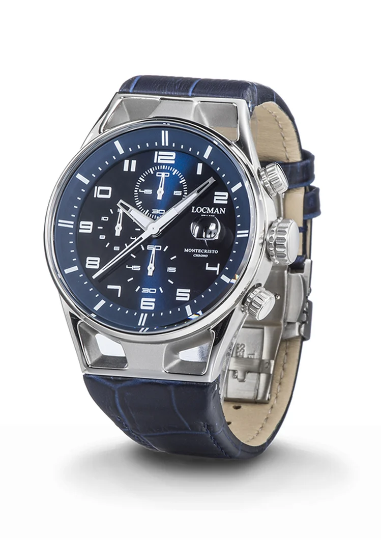 Locman Montecristo Chrono 41mm blu cinturino pelle 0542A02S-00BLWHPB