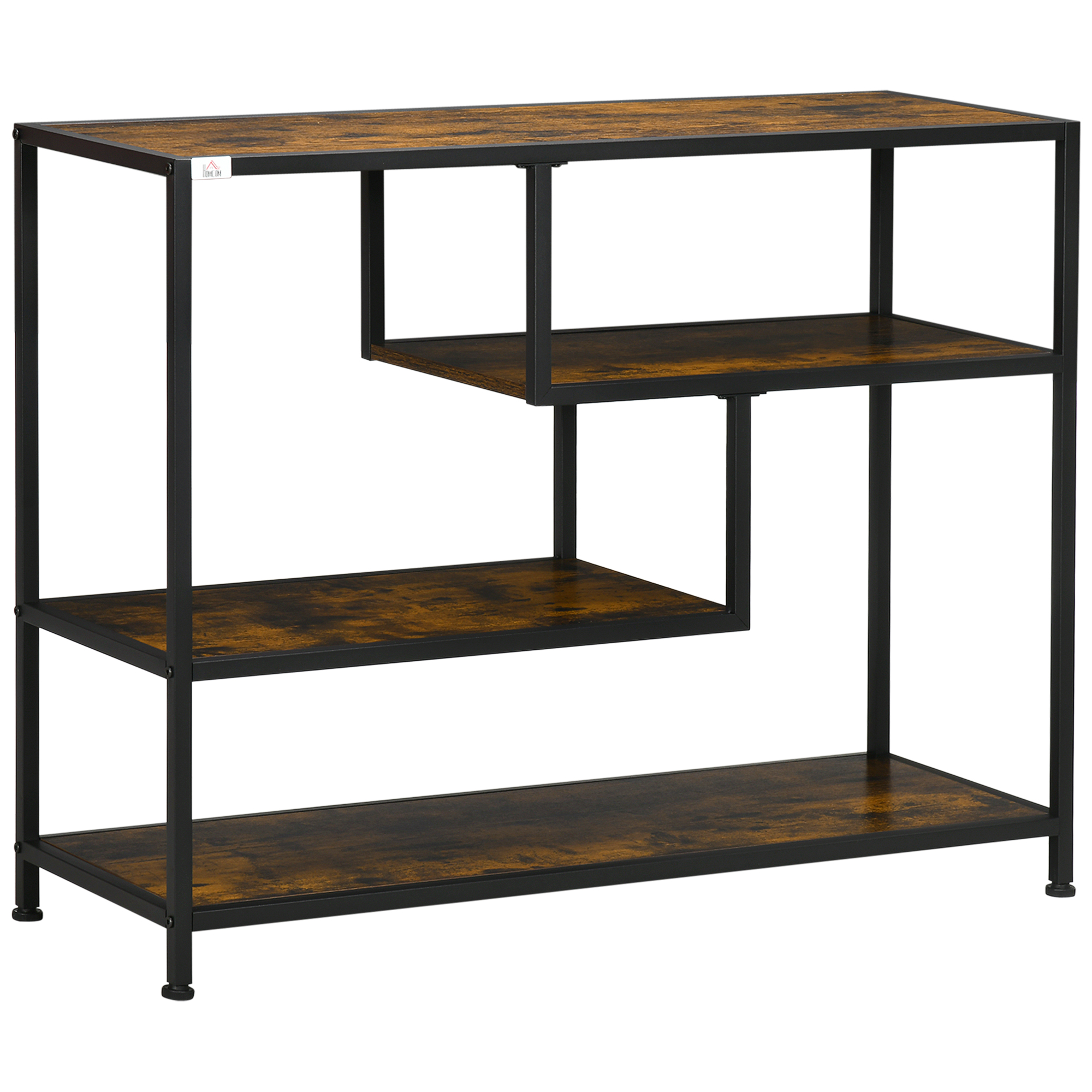 HOMCOM Regal, Konsolentisch, Industrial Design, 4 Böden, Stahlrahmen, 99,6 x 33,6 x 74 cm