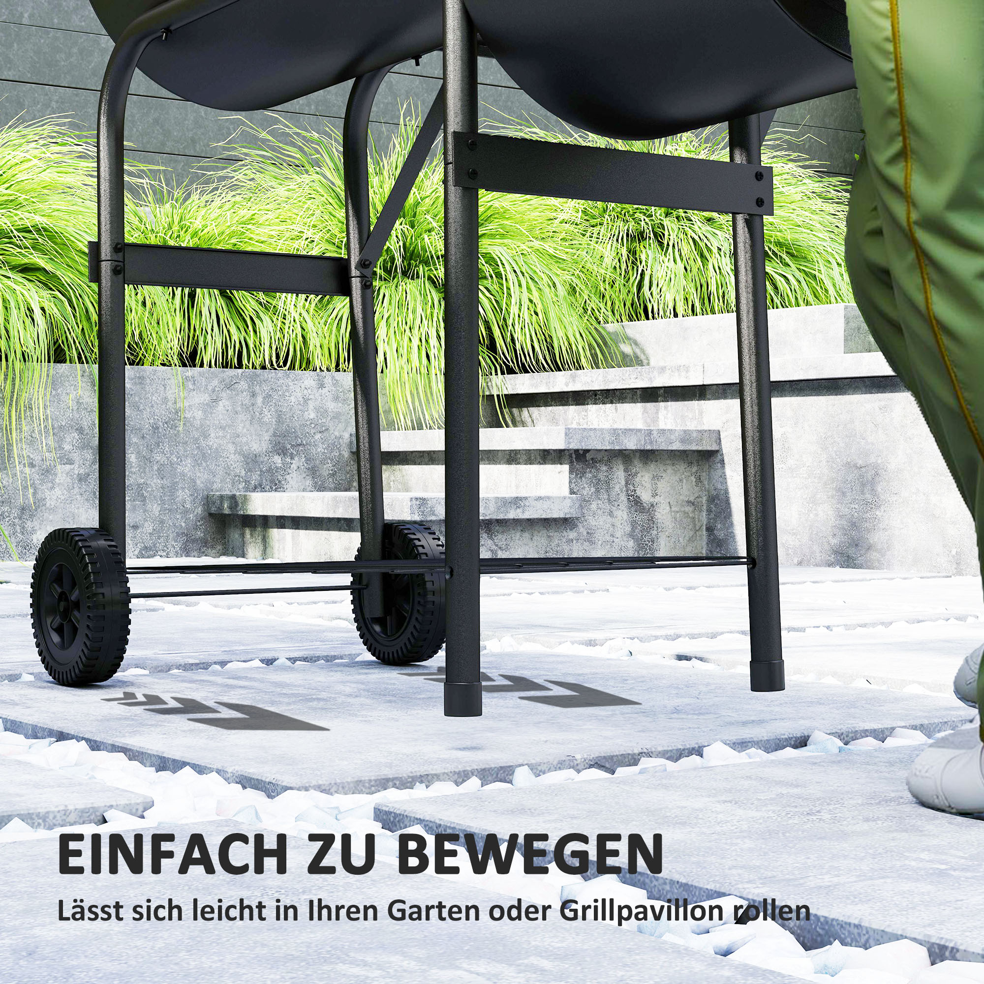 Stalen Houtskoolgrill BBQ Smoker met Deksel, Thermometer, Wielen, Luchttoevoer, Kolenbak