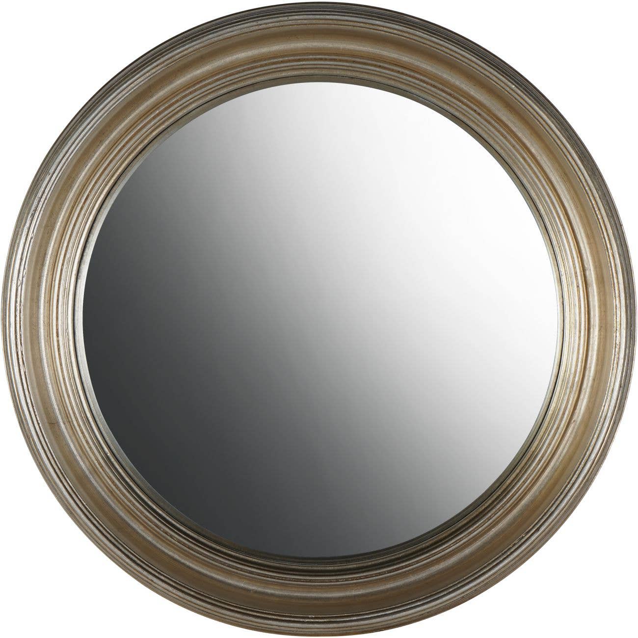 Round Convex Mirror �C 50cm | Elegant Silver Wooden Frame