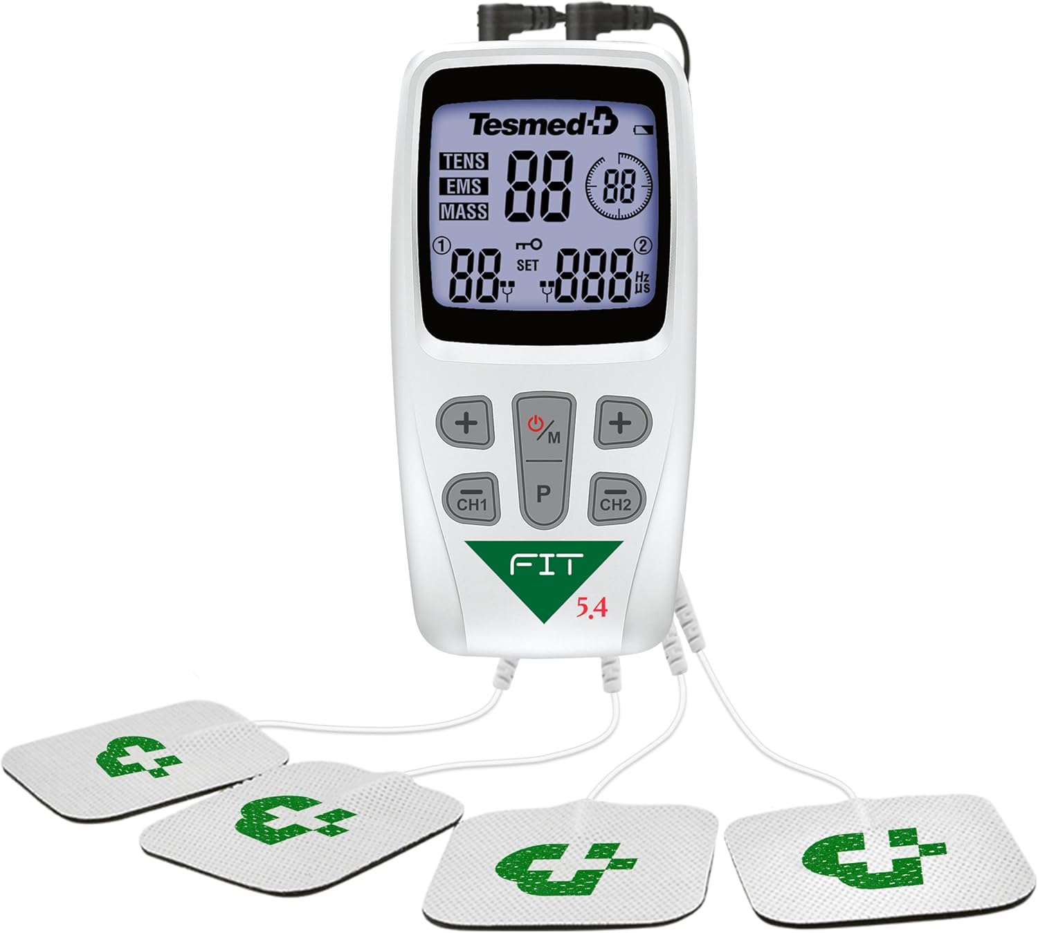 TESMED FIT Elettrostimolatore Muscolare 3 in 1 (EMS, TENS, Massaggio), 22 Programmi (6 Personalizzabili), per Applicazioni su Dolori Localizzati e Stimolazione di Addominali, Glutei, Pettorali
