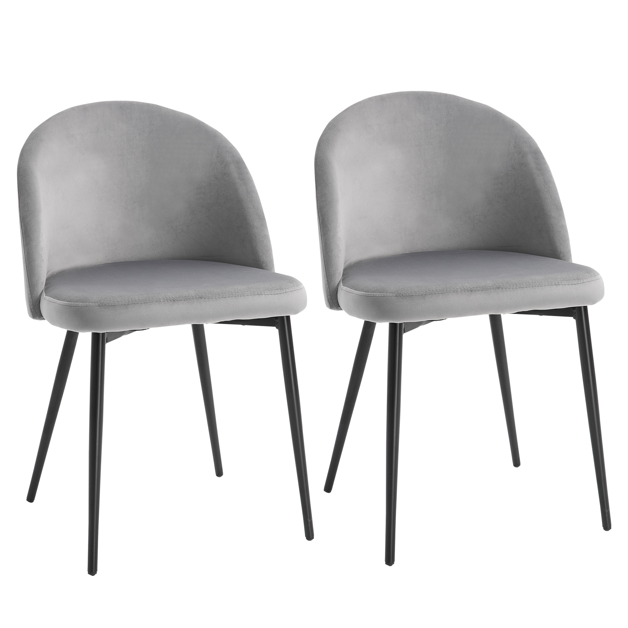 HOMCOM 2er-Set Esszimmerstühle, Samtoptik, 49 cm x 50 cm x 77 cm, Grau