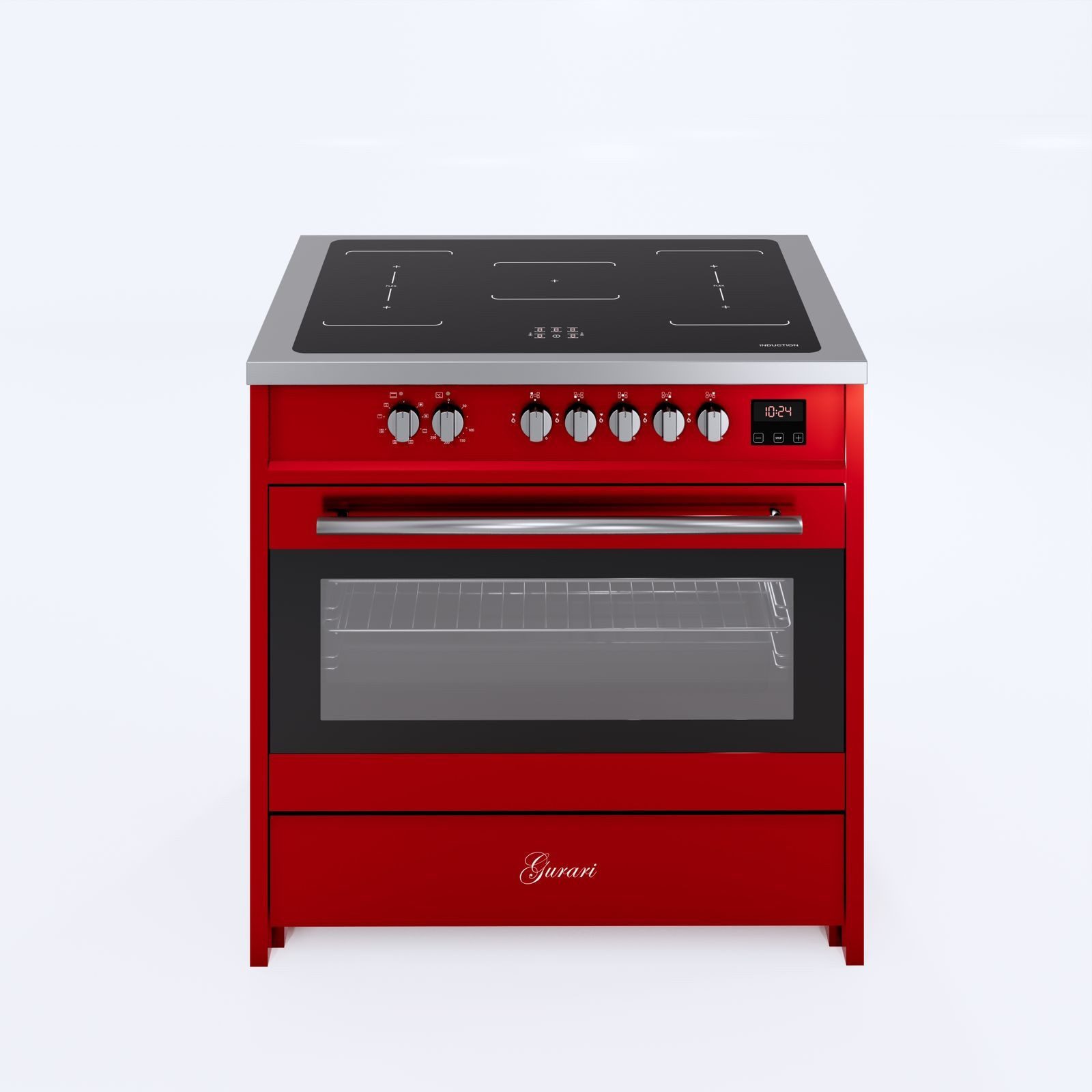 Induktions Herd-Set Induktions Standherd 90 cm in Rot mit Flex Zone Induktionskochfeld,Range Cooker +Dunstabzugshaube 90 cm E 913 R+GCH 046 RD 9