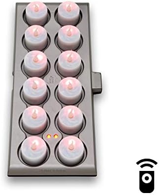 Led Teelichter wiederaufladbar mit Fernbedienung und Ladestation, elektrische Led-Kerzen, Flackernde Kerze ohne Flamme wasserdicht auch für Outdoor, Teelicht aufladbar 12 Stück