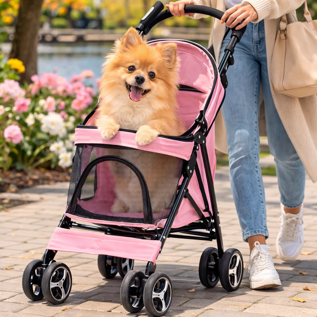 Foldable Pet Stroller �C Detachable Basket, 360�� Wheels & One-Hand Fold for Small Dogs & Cats
