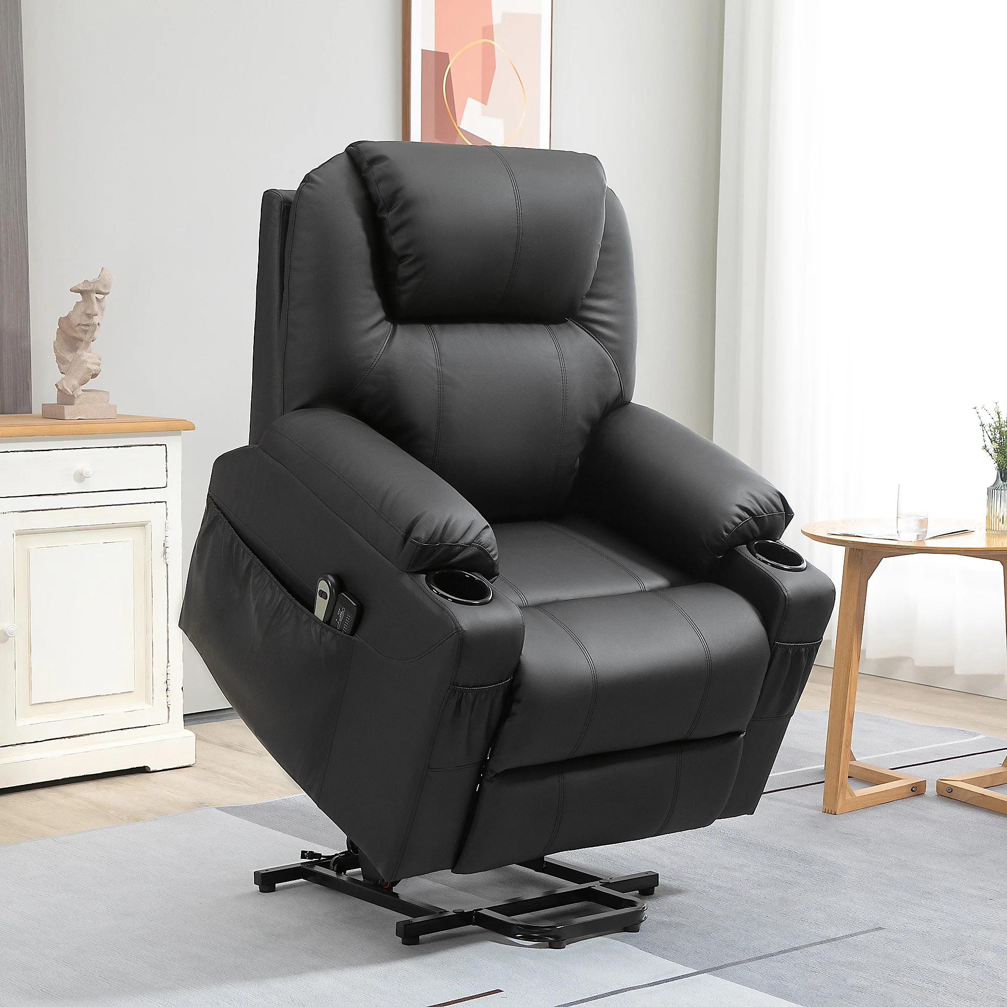 HOMCOM Aufstehsessel elektrisch Massage Liegefunktion