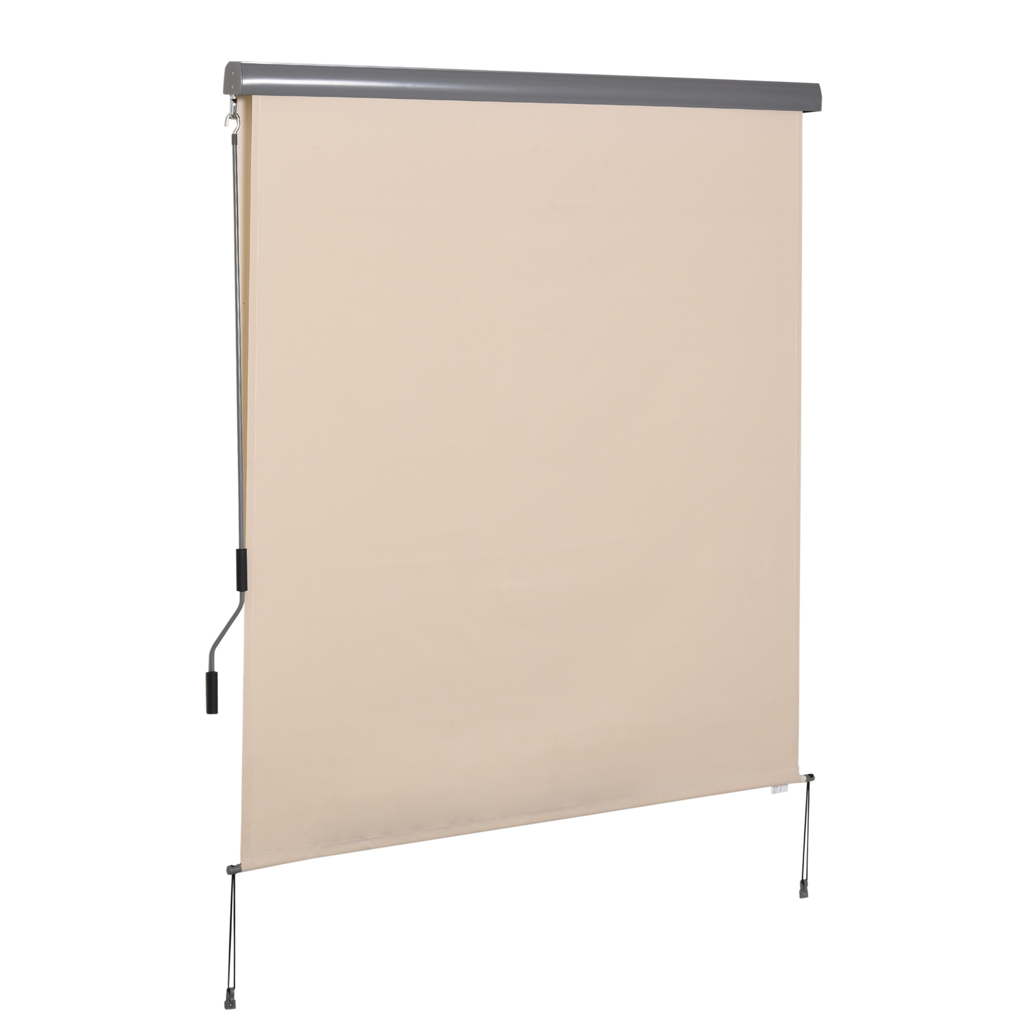 Outsunny Senkrechtmarkise Balkonmarkise Vertikalmarkise Windschutz Seitenrollo Sichtschutz mit Handkurbel Polyesterstoff+Aluminium Cremeweiß 250 x 160 cm