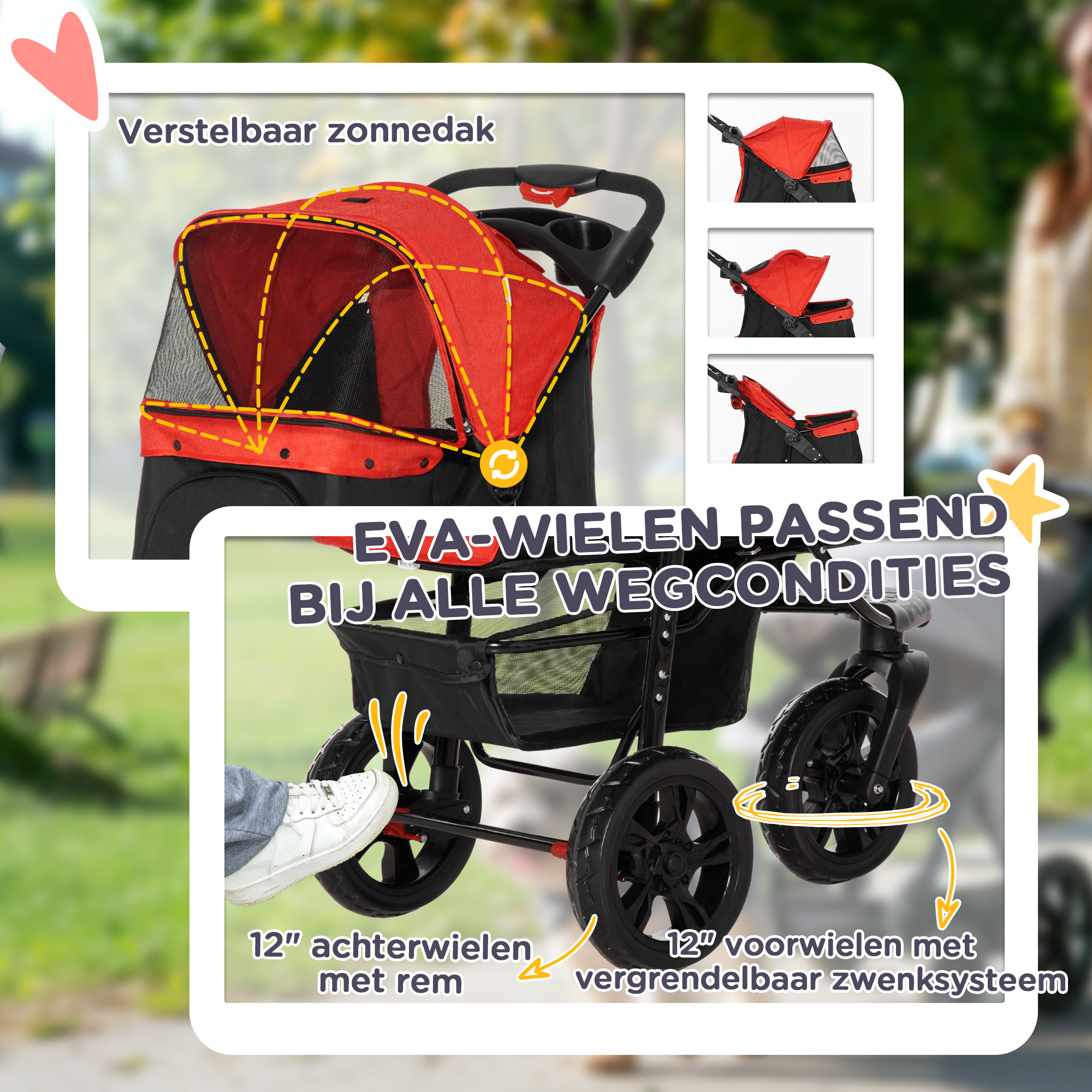hondentrolley hondenbuggy rood zwart