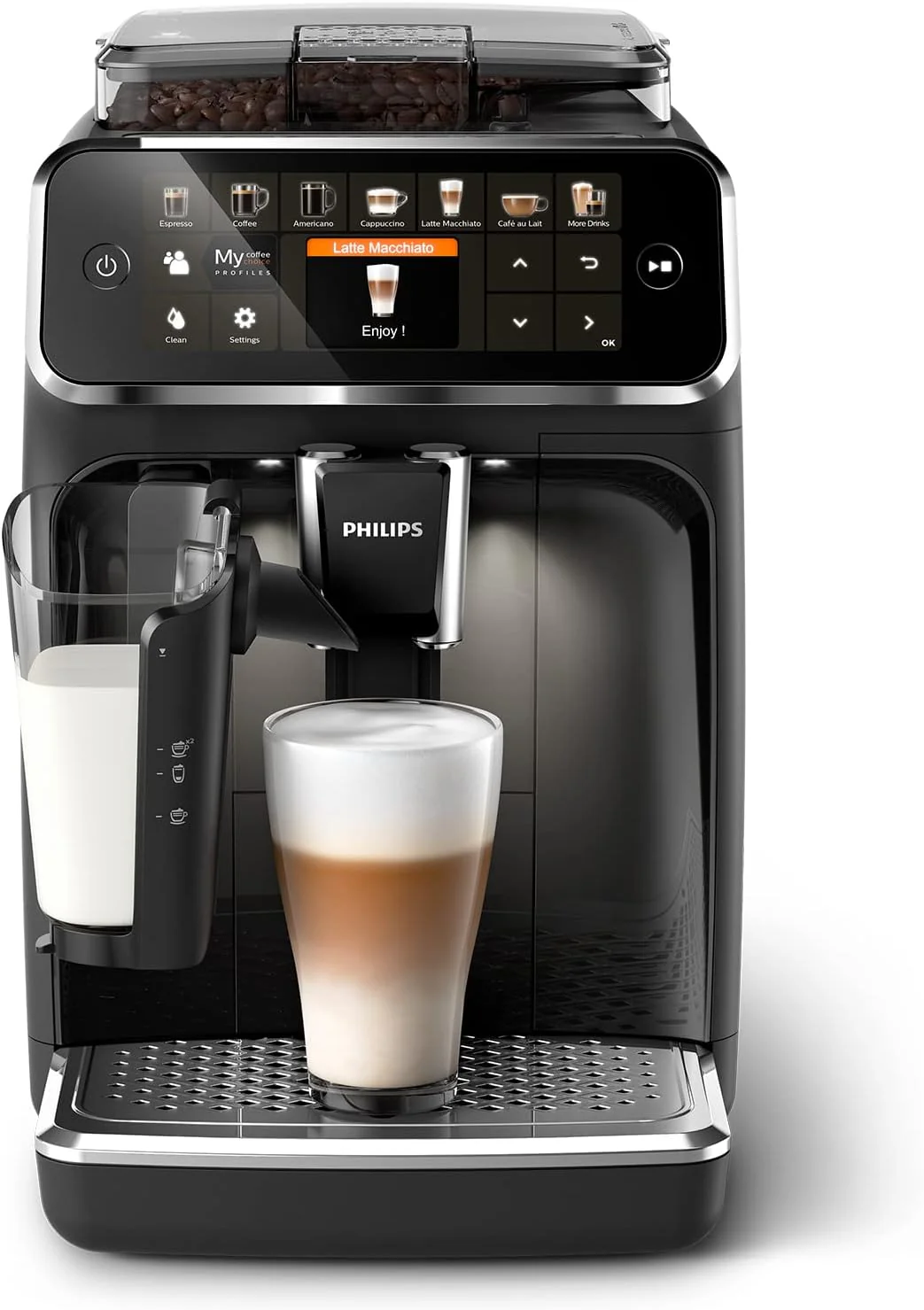 Philips EP5441/50 5400 Series LatteGo Kaffeevollautomat – 12 Getränke, Keramikmahlwerk, Matt Schwarz