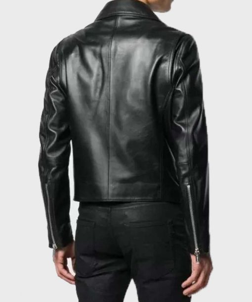 Mens Black Double-Zip Motorcycle Jacket