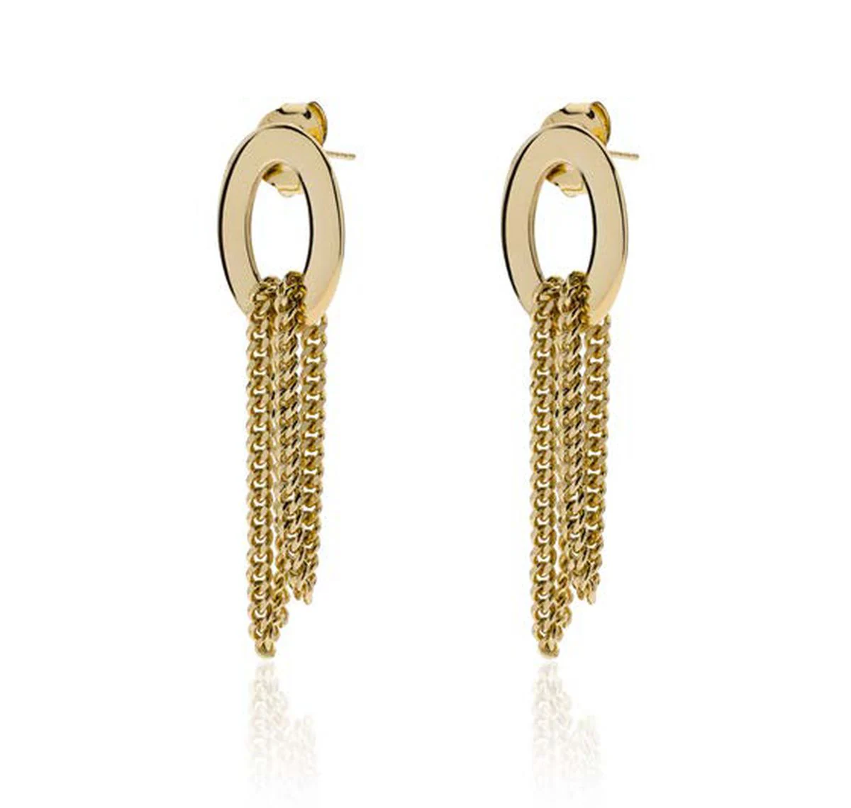 Orecchini Unoaerre 2249 a catenelle pendenti in bronzo dorato