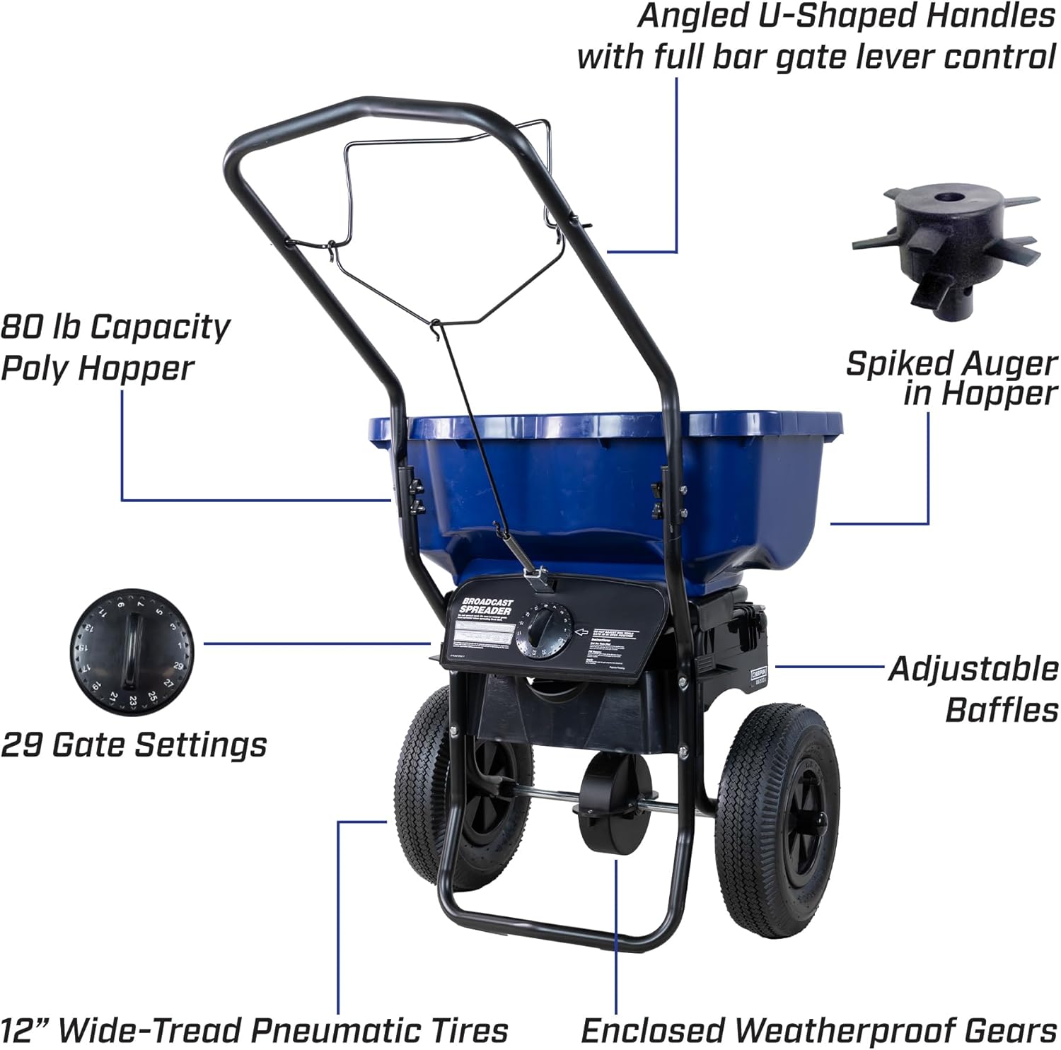 Chapin 88200A Spreader  Salt  Ice Melt  All Season  SaltPro  Walk Behind  Spiked Auger  Adjustable Baffles  12
