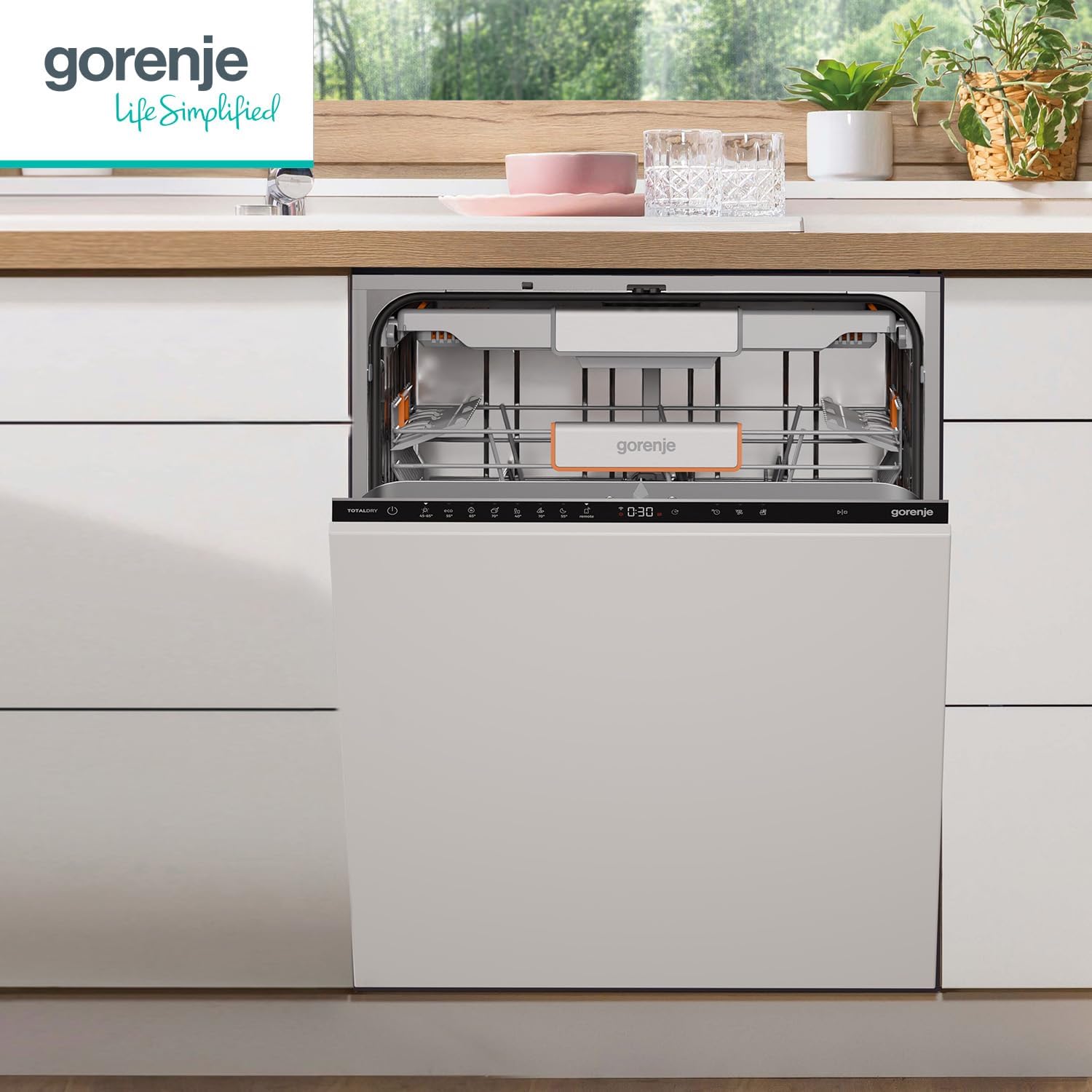 Gorenje GV663A66 Geschirrspüler/Einbaugerät FRONT NICHT ENTHALTEN/Made in EU/60 breite/16 Maßgedecke/8 Programme/TotalDry/Nachtprogramm/Status LED Licht/EEK: A-10%/Einbaumaße (HxBxT): 82 x 60 x 55,5cm