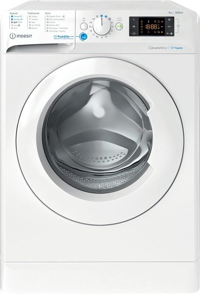 Indesit BWE 91296X WV IT Lavatrice Libera Installazione carica frontale, 9 kg, Classe A, 1150 giri, Bianco, Partenza Ritardata