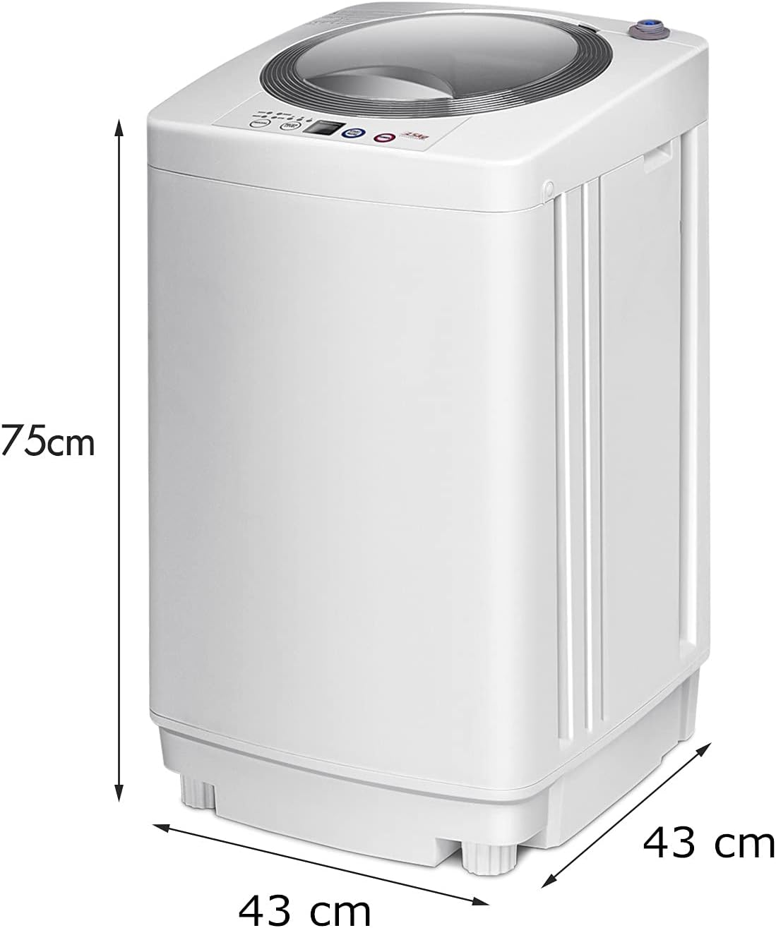 RELAX4LIFE Vollautomatische Waschmaschine 3,5 kg, Waschvollautomat mit Pump & Display, Toplader Miniwaschmaschine mit Schleuder & 6 Wasche-Modelle, 240W, für Camping & Wohnmobil, 43 x 43 x 75cm, Weiß