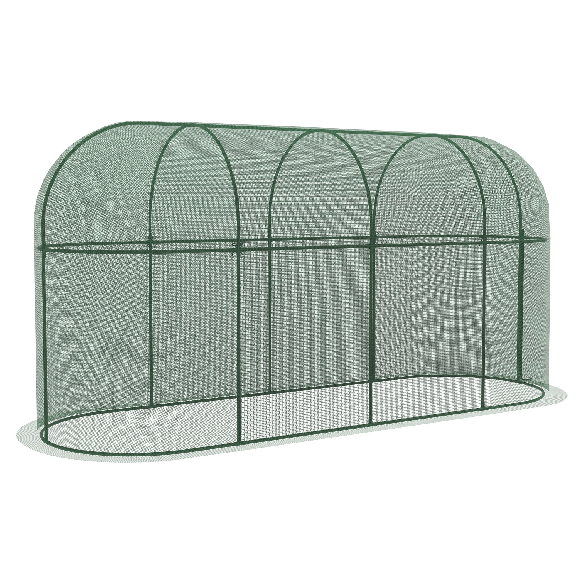 Outsunny Vogelschutznetz, Metallgestell, Reißverschlusstür, einfacher Auf- und Abbau, 3 x 1 x 1,5 m, Grün