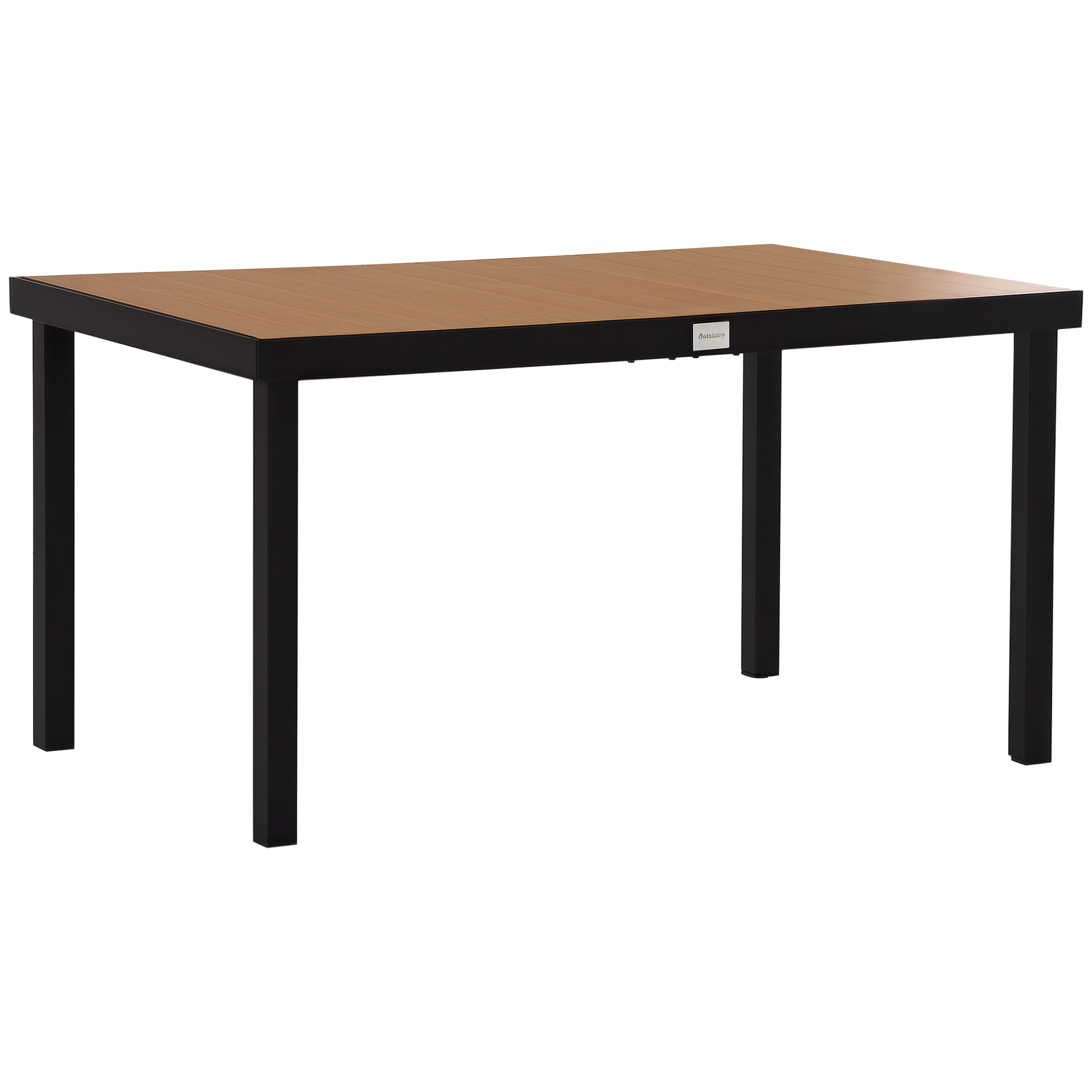 Outsunny Gartentisch für 6 Personen Esstisch Aluminiumtisch Gartenmöbel Loungemöbel pflegeleicht Kunststoff Natur+Schwarz 140 x 90 x 74 cm
