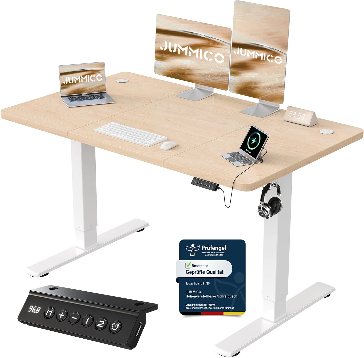 JUMMICO Elektrisch höhenverstellbarer Schreibtisch mit USB-Anschluss