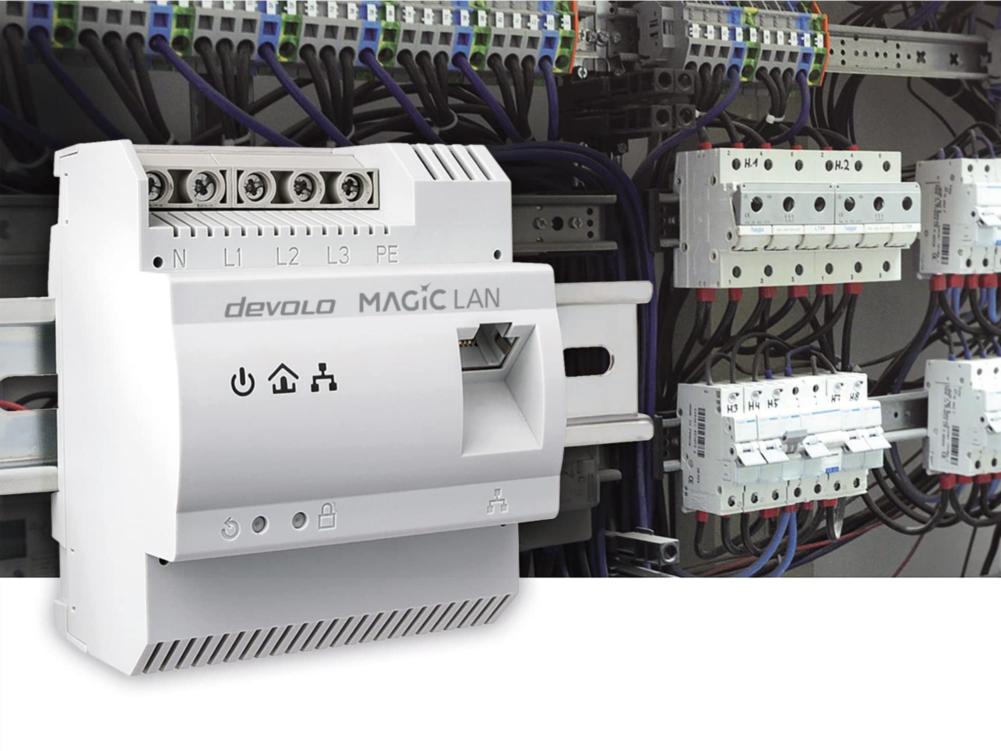 Powerline Hutschienen-Adapter Magic 2 LAN DINrail bis 2400 Mbit/s, Gigabit Ethernet, inkl. Ethernet-Kabel