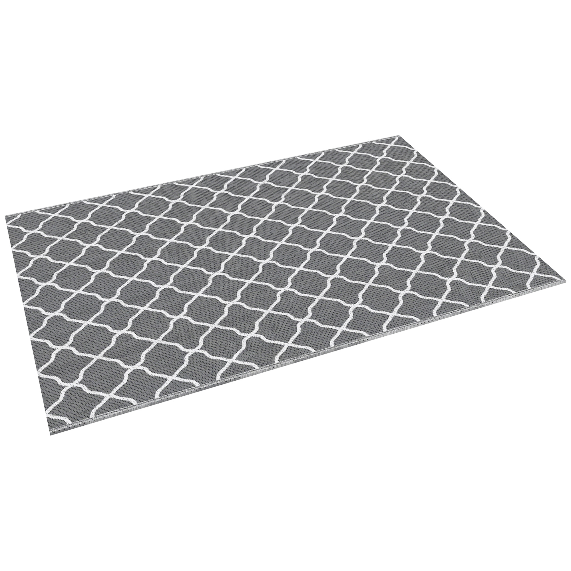 Outsunny Außenteppich 182x274 cm Faltbar und Wendbar, aus Polypropylen Hellgrau und Weiß
