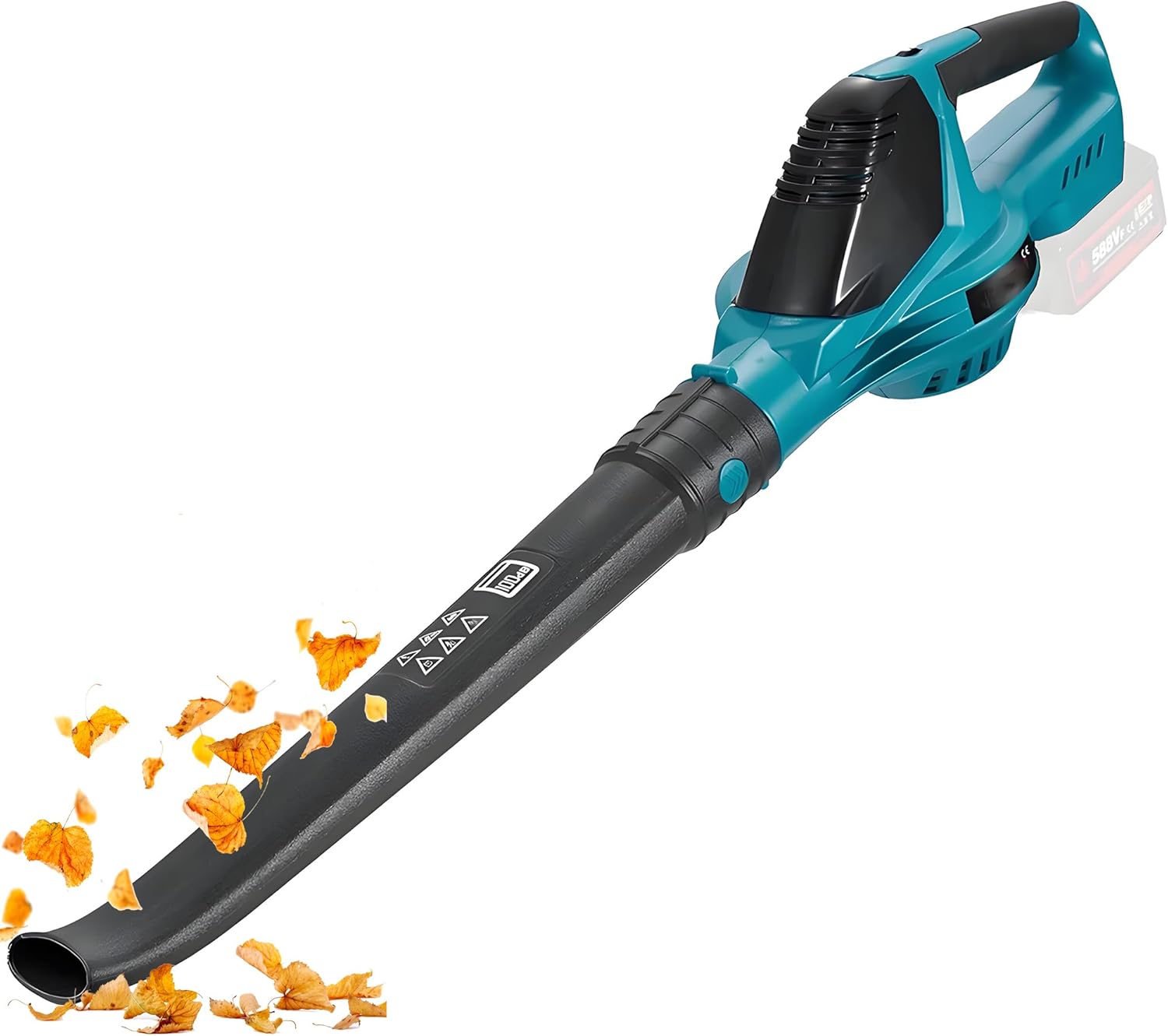 Laubbläser Akku für Makita Akku 18V, 219 km/h 5-Gang Luftgeschwindigkeit Gebläse, 28000RPM Bürstenlosen Leistungsstark Laubgebläse (Schwarz mit 2 Batterie)