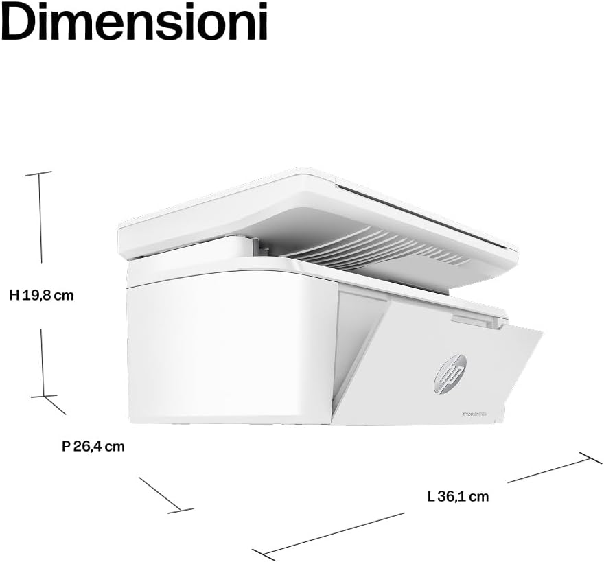 HP LaserJet M140w 7MD72F, Stampante Multifunzione Laser A4, Monocromatica, Stampa Fronte e Retro Manuale in Bianco e Nero, 20 ppm, Wi-Fi, Smart, Bianca