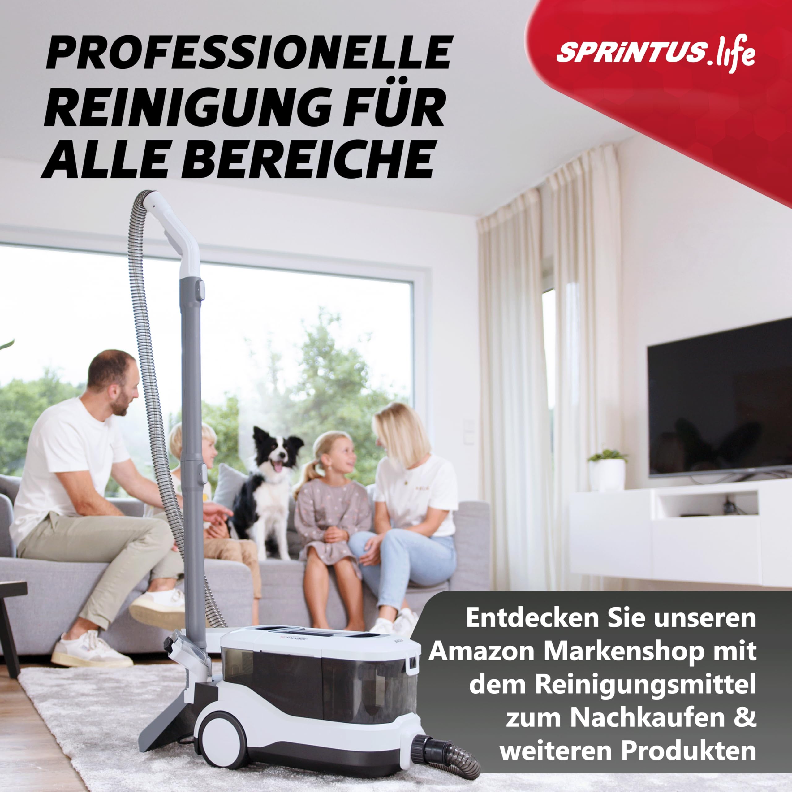 Nasssauger Polsterreiniger SPOTTY mit 3 bar Sprühdruck und 170 mbar Saugleistung für Teppich, Polster, Tierhaar, Auto und Hartboden