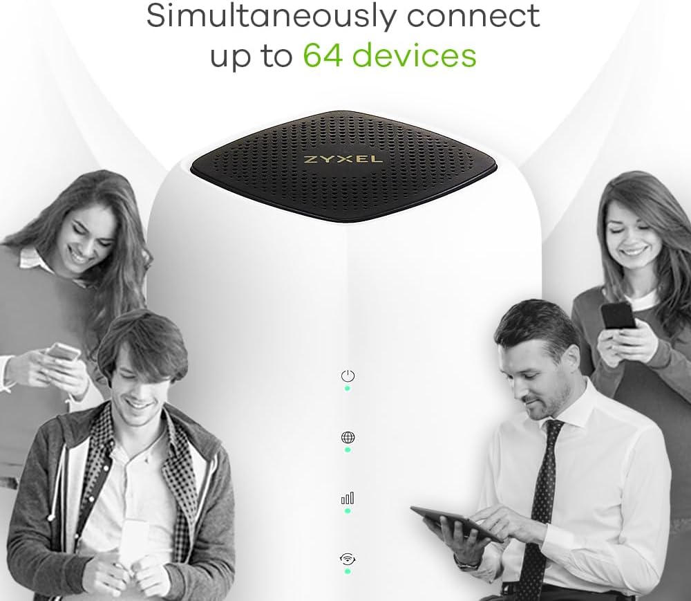 Zyxel 5G NR 4,67 Gbps Router interno| Router AX1800 WiFi 6| Nebula Cloud Management| Condividere il WiFi con 64 dispositivi [Nebula FWA505]