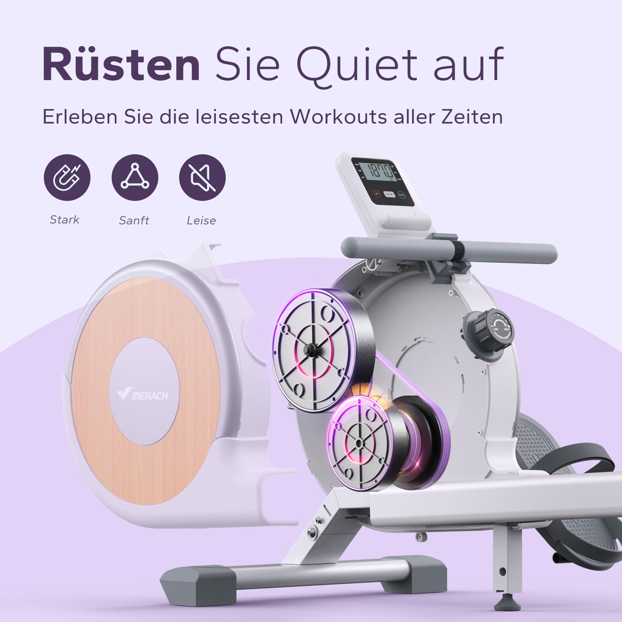 Rudergerät für Zuhause mit 16 Widerstandsstufen und leisem magnetischem Widerstand für Heimtraining