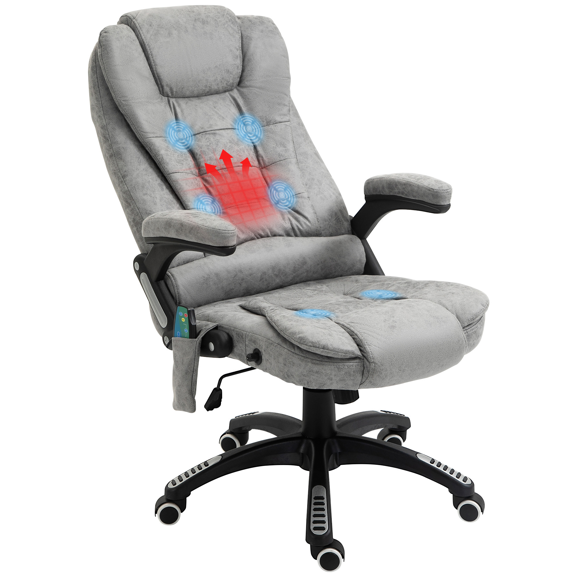 Vinsetto Chefsessel mit Massage- & Wärmefunktion, ergonomisch, verstellbar, bis 120kg, Grau