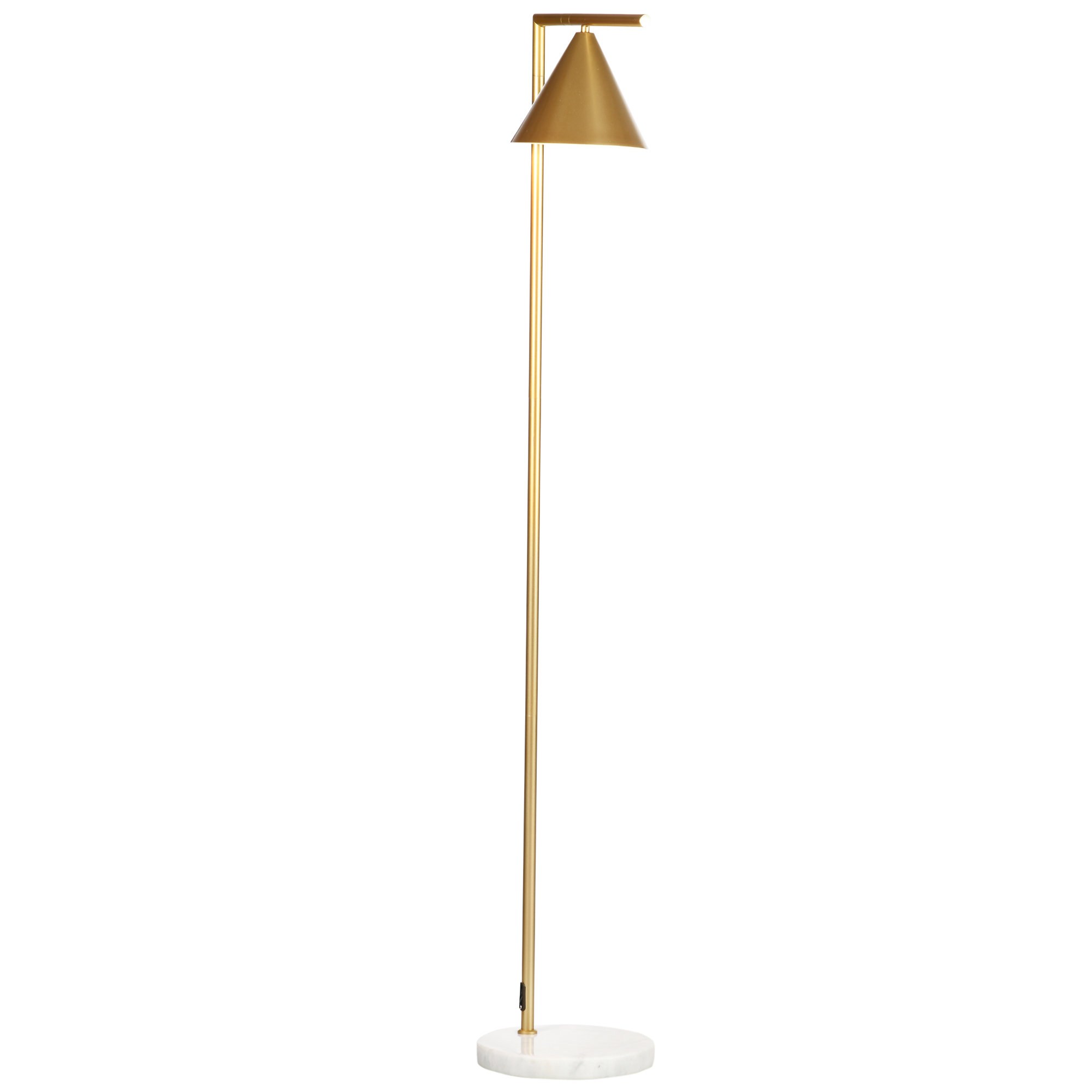 HOMCOM Stehlampe für das Wohnzimmer aus Stahl mit verstellbarem kegelförmigem Lampenschirm auf Marmorsockel 40W 35 x 26 x 153 cm gold