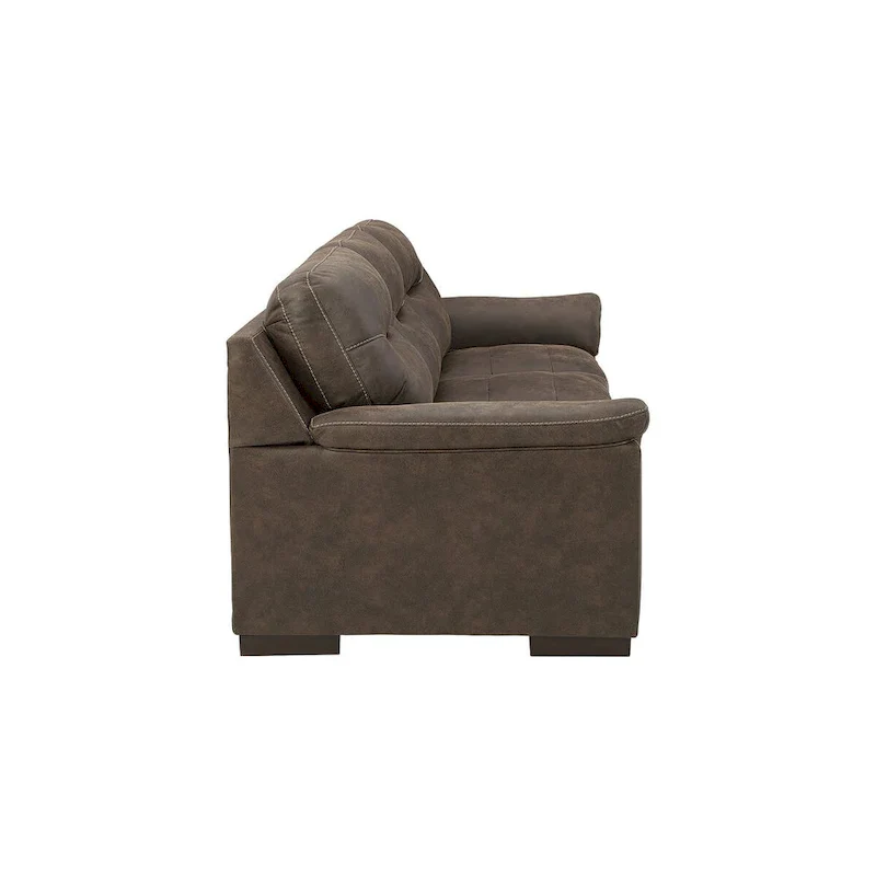Pebble Brown Faux Leather Sofa with Tufted Styling & Pillow Top Armrests