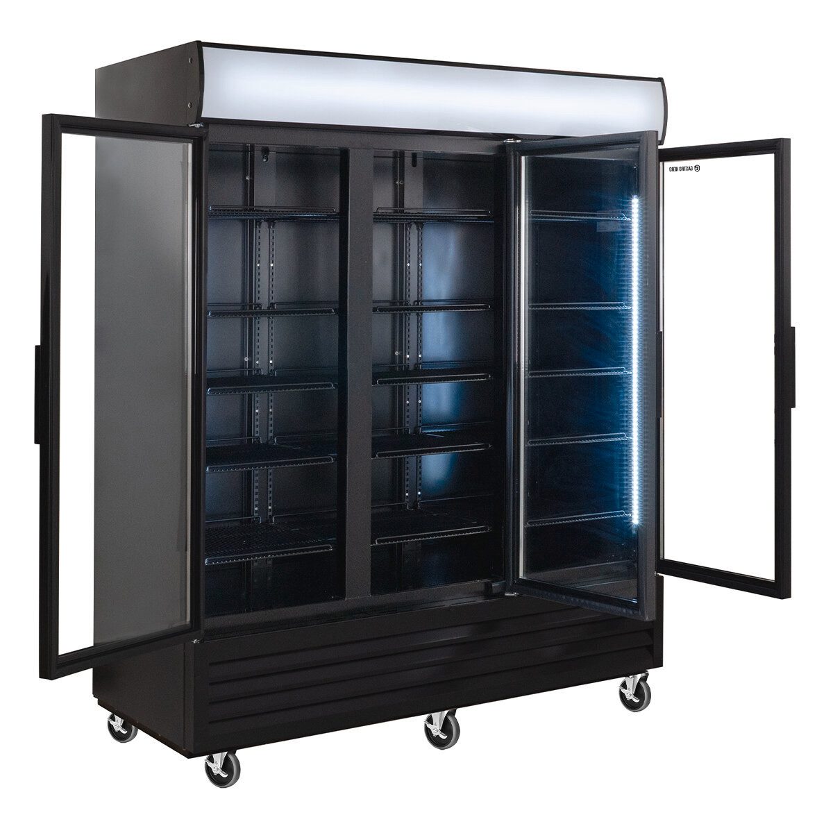 Getränkekühlschrank Getränkekühlschrank 1500 mit Klapptüren, schwarz, LED, Leucht