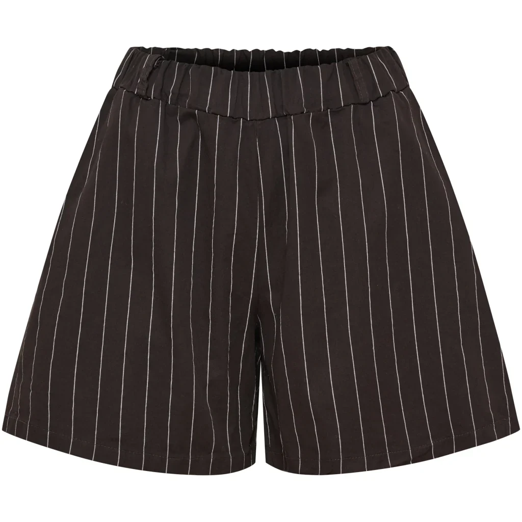 Pinstripe High-Waist Shorts �C Brown | Women's Luxury Cotton Shorts