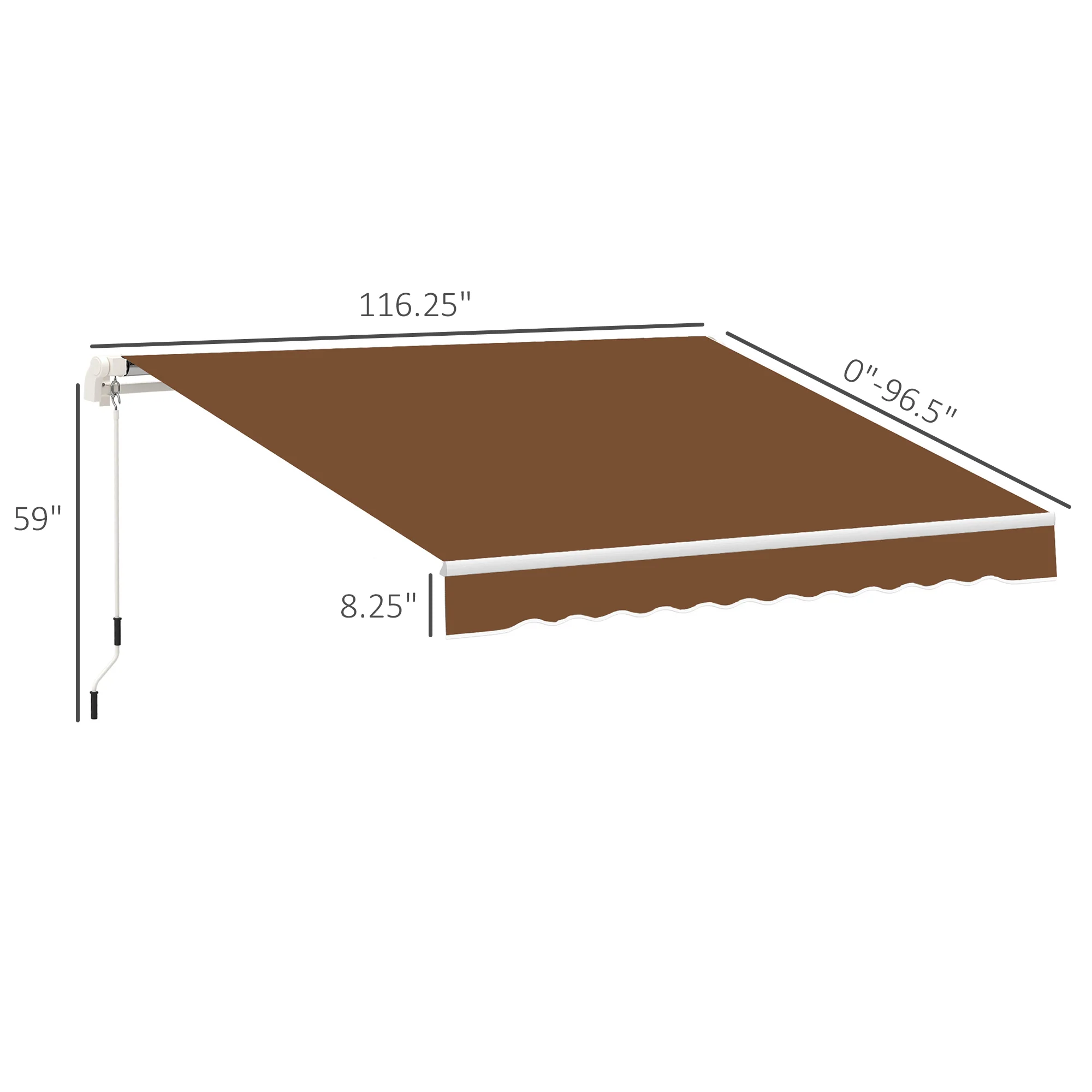 Tendalino Retrattile Manuale 10'x8', Resistente ai Raggi UV e All’Acqua, Colore Caffè