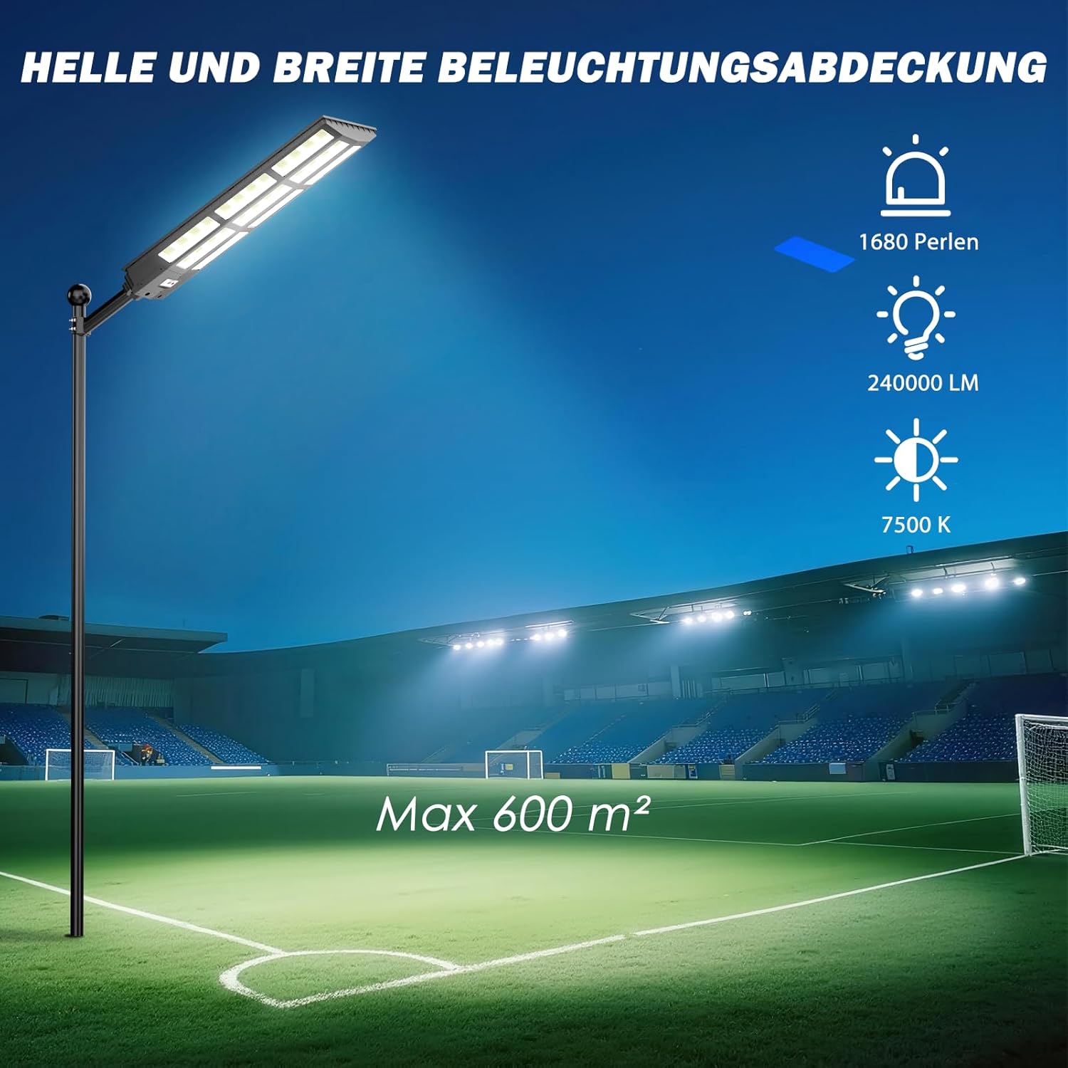 Große Solar Straßenlaterne 2 Pack für Außen, IP67 Wasserdichte Solarlampen mit Bewegungsmelder, 7000K Große Solarleuchten für Außen mit Fernbedienung, Solar Wegeleuchte für Parkplatz Straßen