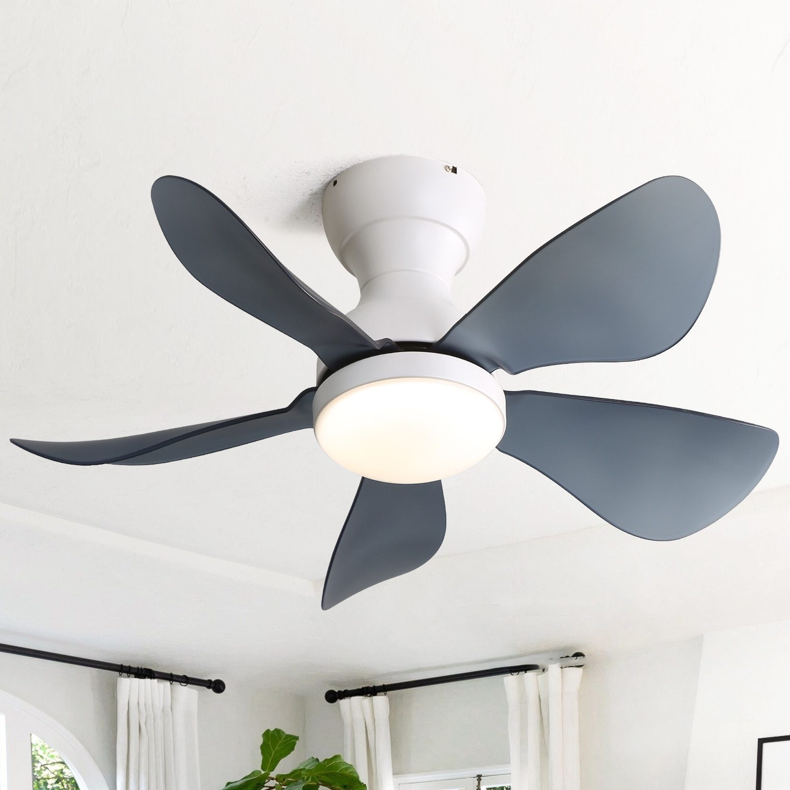 Deckenventilator mit LED-Beleuchtung und Fernbedienung, 6 ABS-Flügel