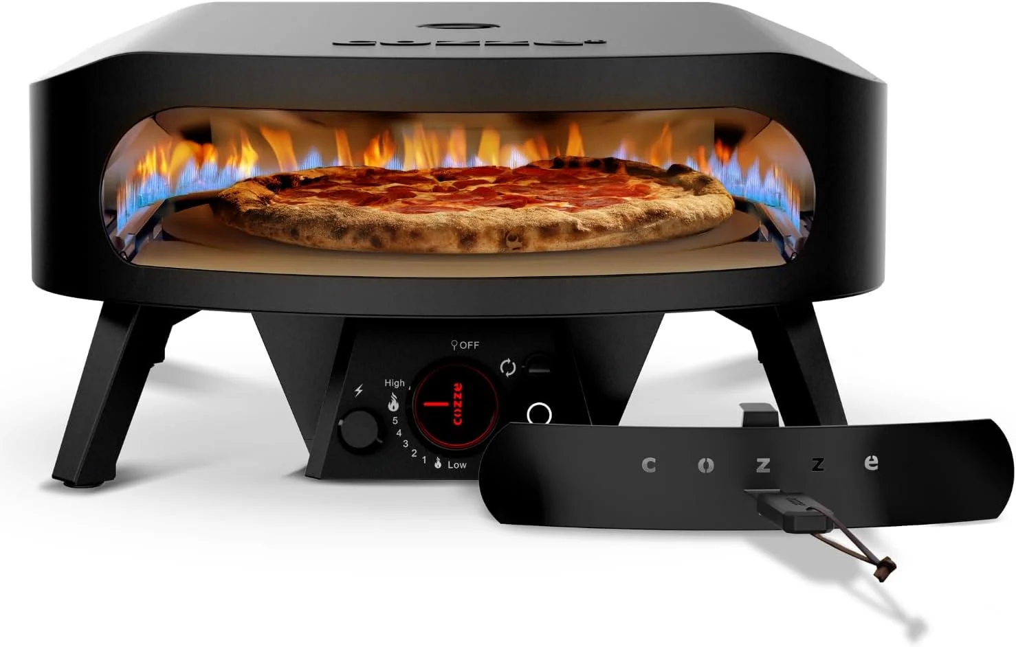 Cozze 17' Pizzaofen Gas Schwarze Edition mit rotierender Pizzastein Ø43 cm, 600°C, Pizza in 2 Minuten