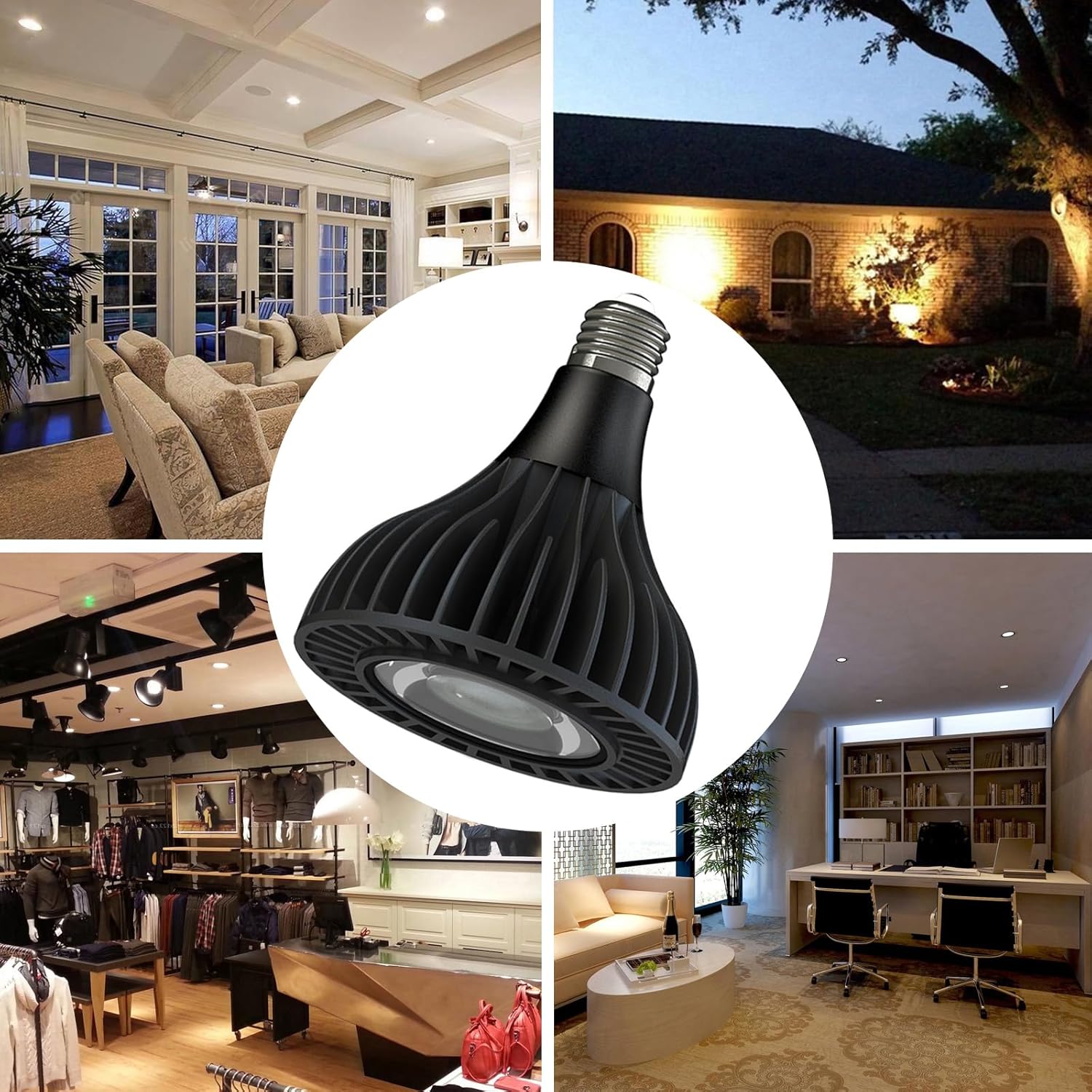 PAR38 Flutlicht-LED-Leuchtmittel, COB, 40 Watt, ultrahell, 4000 Lumen, Vollspektrum, CRI 90+, 85–265 V Wechselstrom, Universalspannung, mittlerer Sockel, nicht dimmbar (8 Stück)